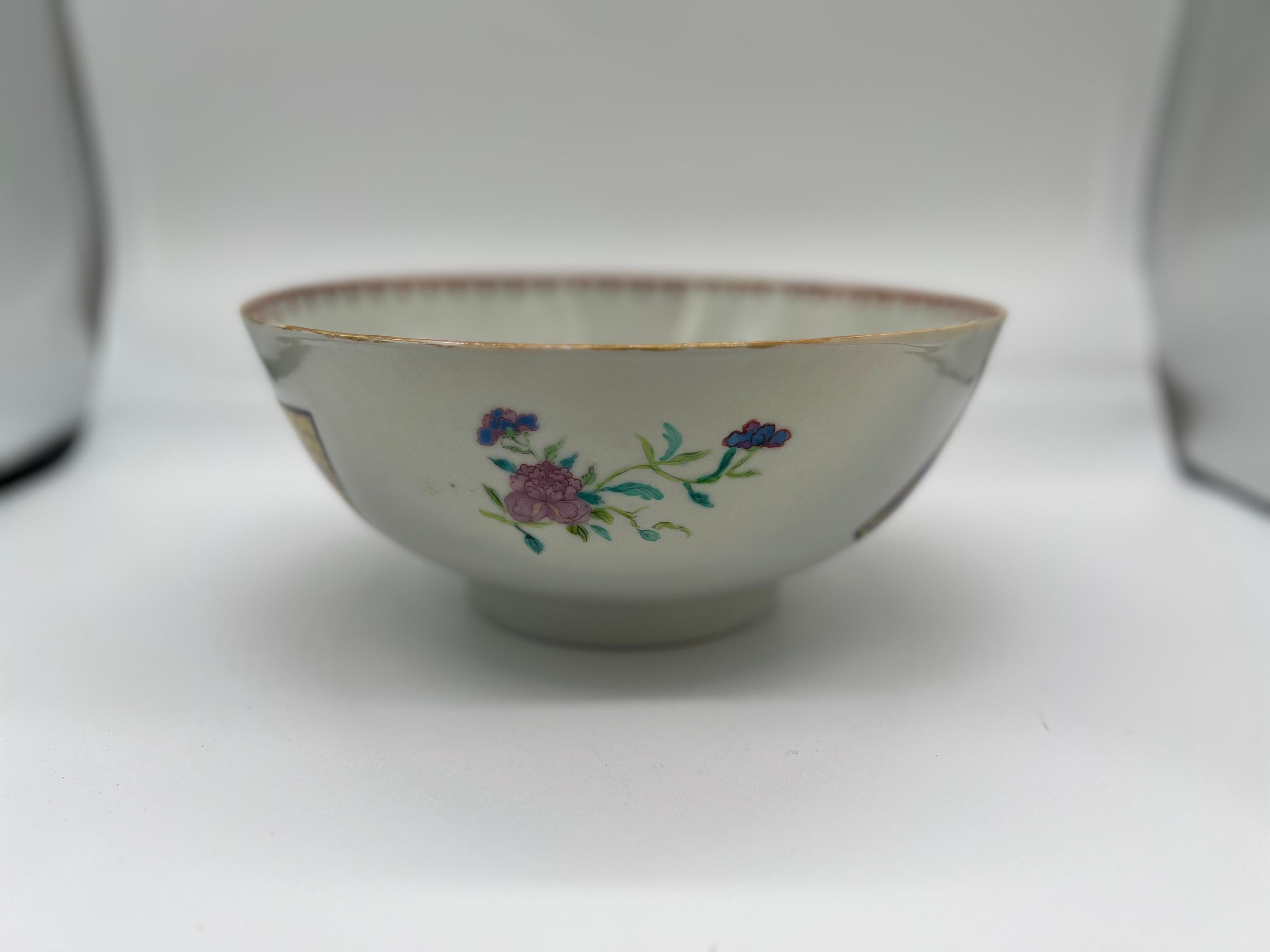 Rare 18th Century Chinese Export Porcelain Erotic Musician Bowl 10.25” 2