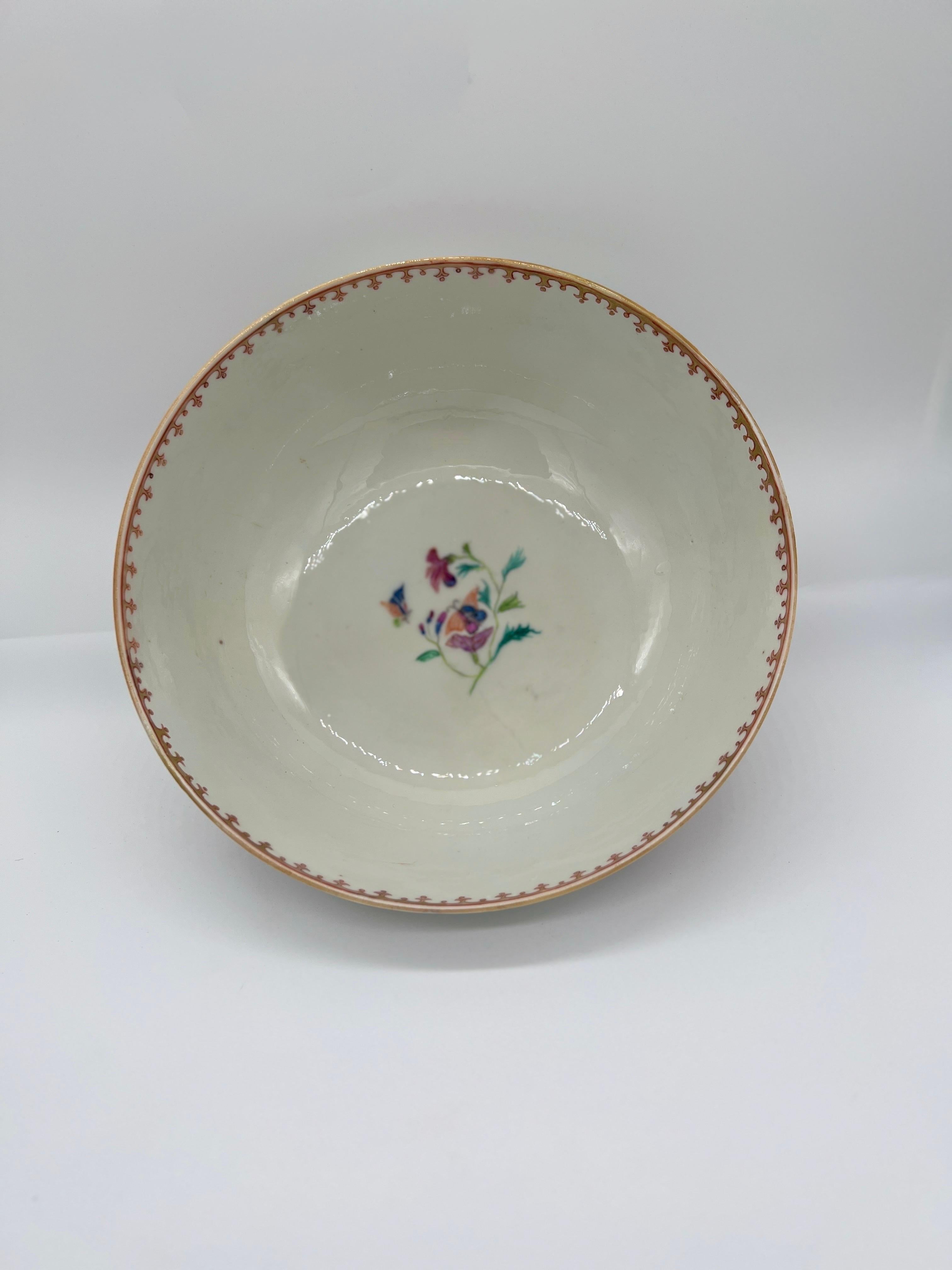 Rare 18th Century Chinese Export Porcelain Erotic Musician Bowl 10.25” 3
