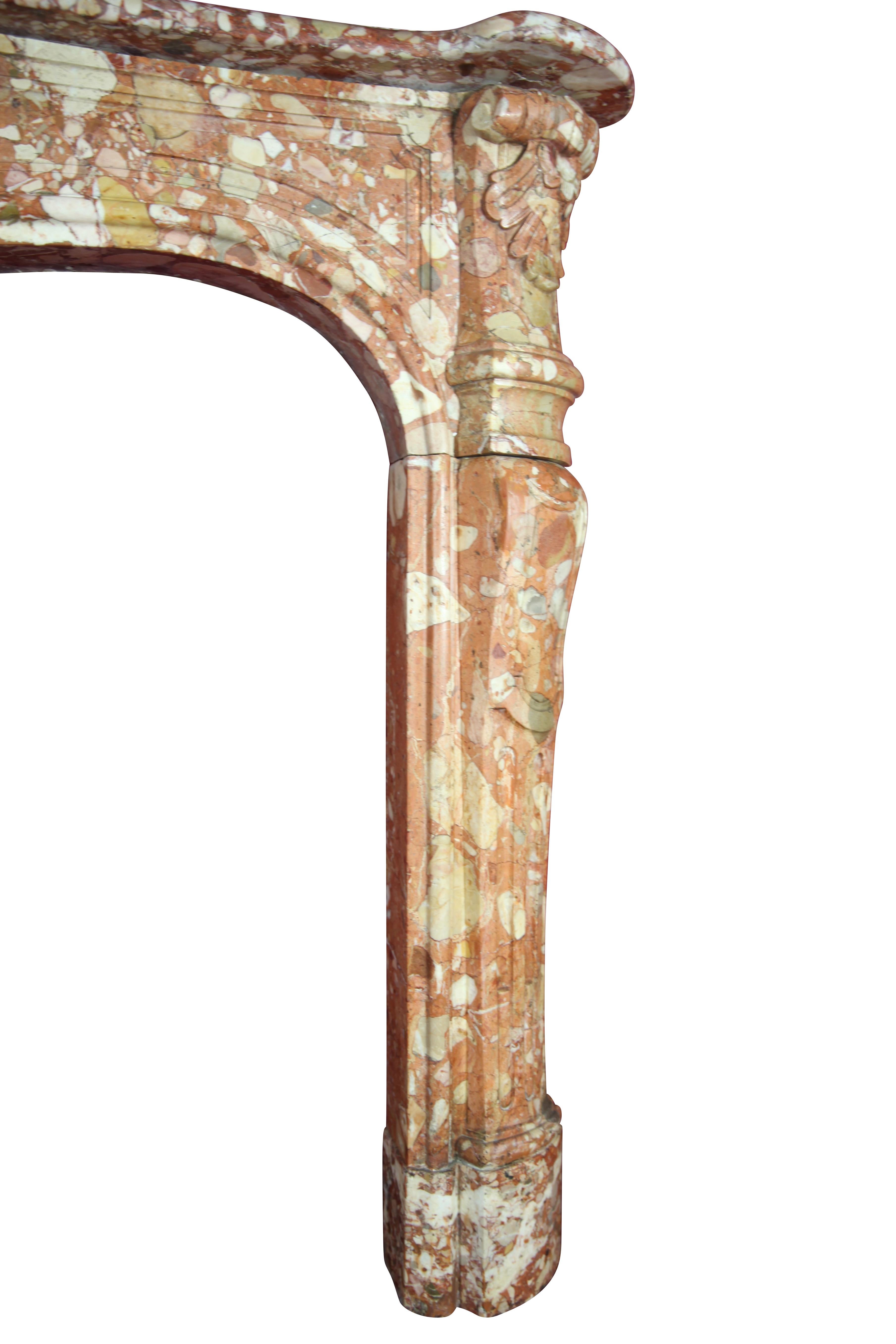 Rare 18th Century City Palace Breccia Marble Chimney Piece For Luxury Living For Sale 8