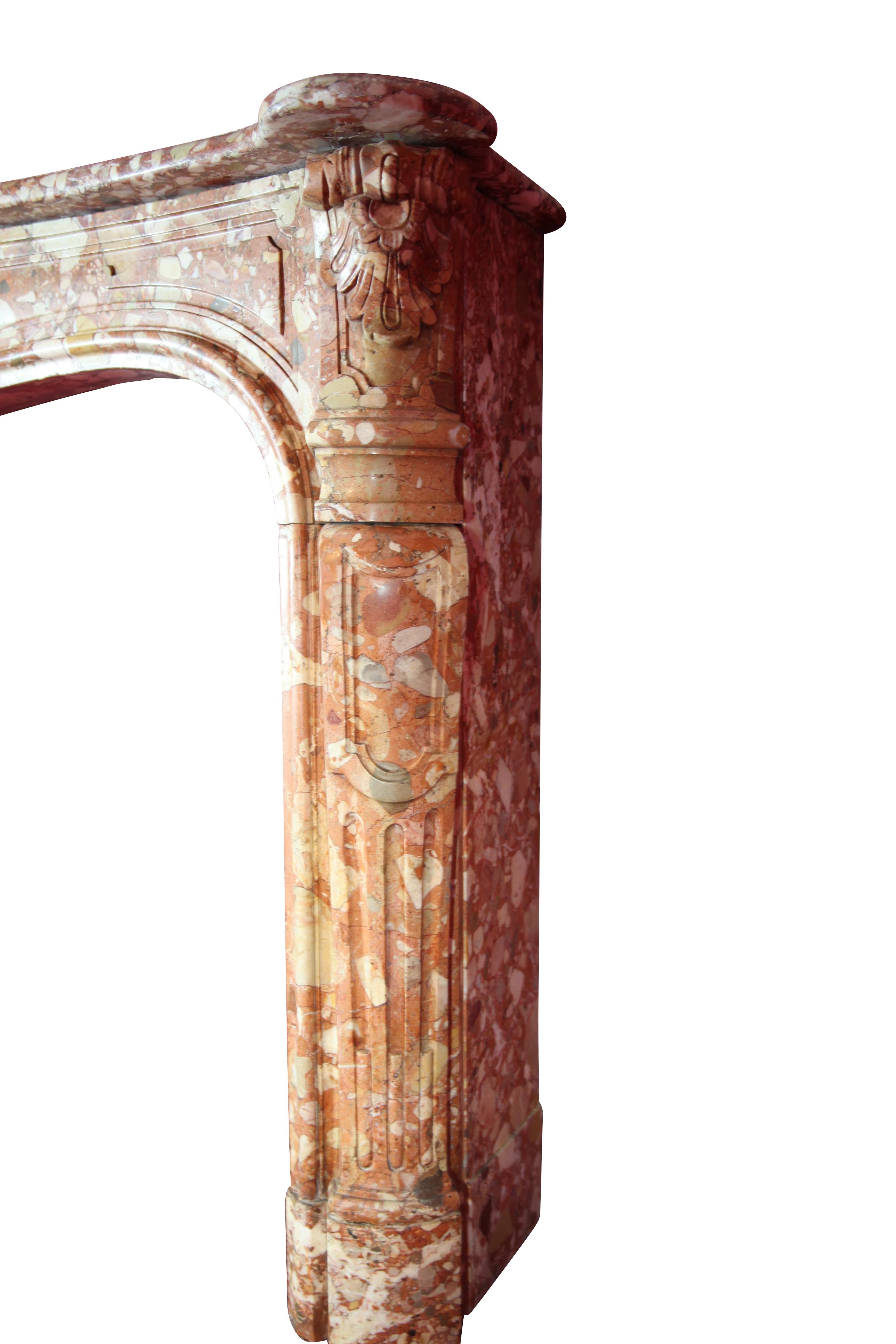 Rare 18th Century City Palace Breccia Marble Chimney Piece For Luxury Living For Sale 9