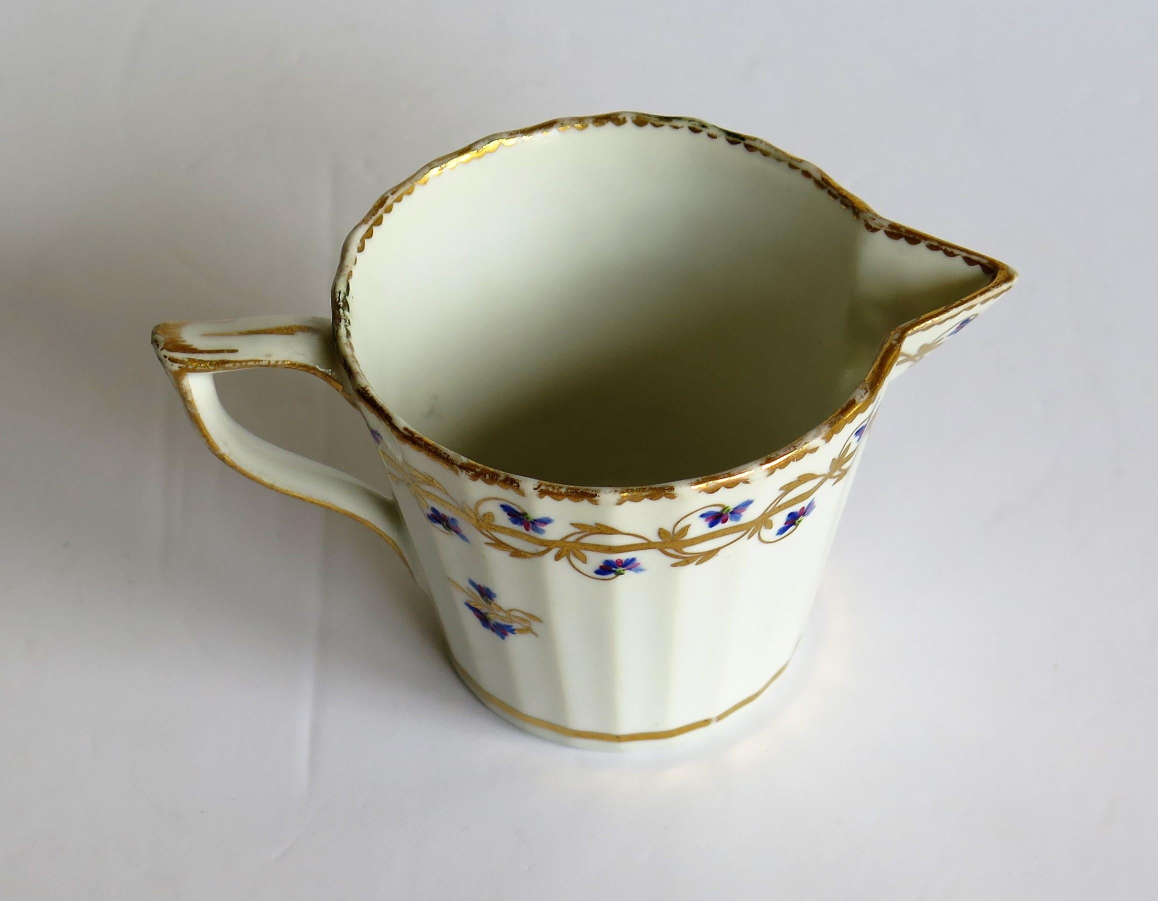 Rare 18th Century Derby Milk Jug or Creamer Hand Painted Pattern 111, Puce Mark  3