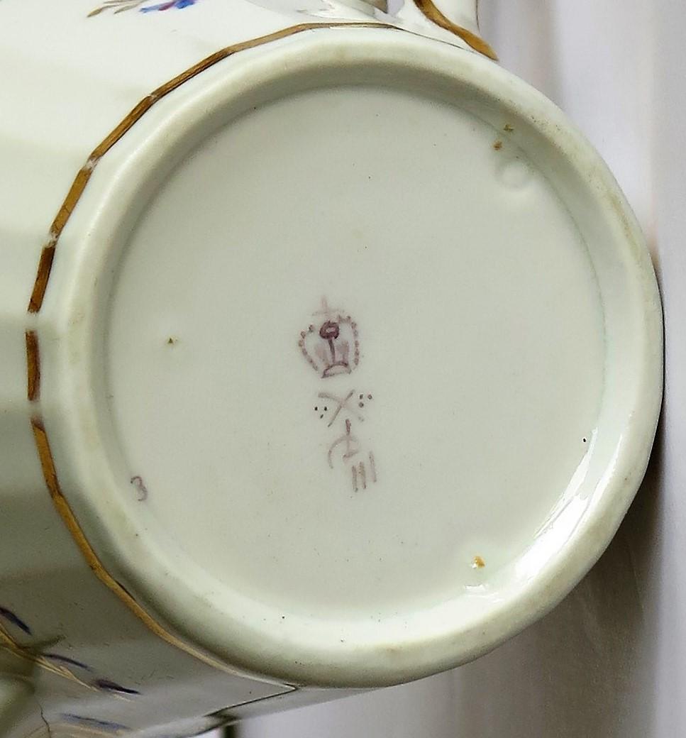 Rare 18th Century Derby Milk Jug or Creamer Hand Painted Pattern 111, Puce Mark  13