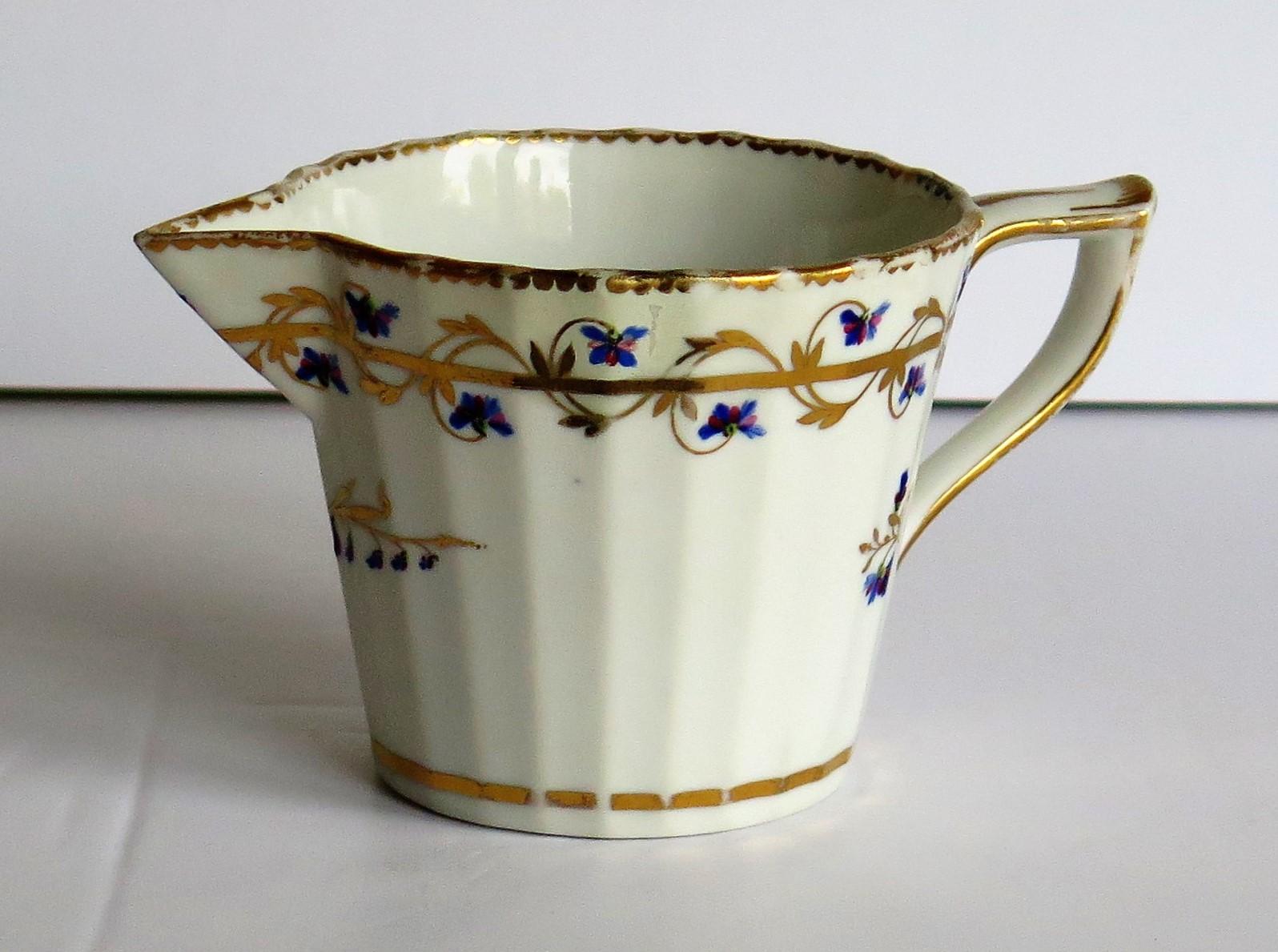 English Rare 18th Century Derby Milk Jug or Creamer Hand Painted Pattern 111, Puce Mark 