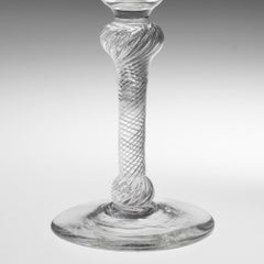 Rare 18th Century Double Knop Multi Spiral Air Twist Wine Glass c1750