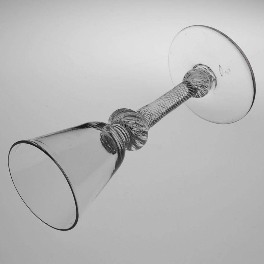 Seltenes Double Knop Multi Spiral Air Twist-Weinglas aus dem 18. Jahrhundert, um 1750 (George II.) im Angebot