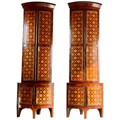 Rare 18th Century Dutch Corner Cabinets Pair of Inlaid Marquetry Monumental