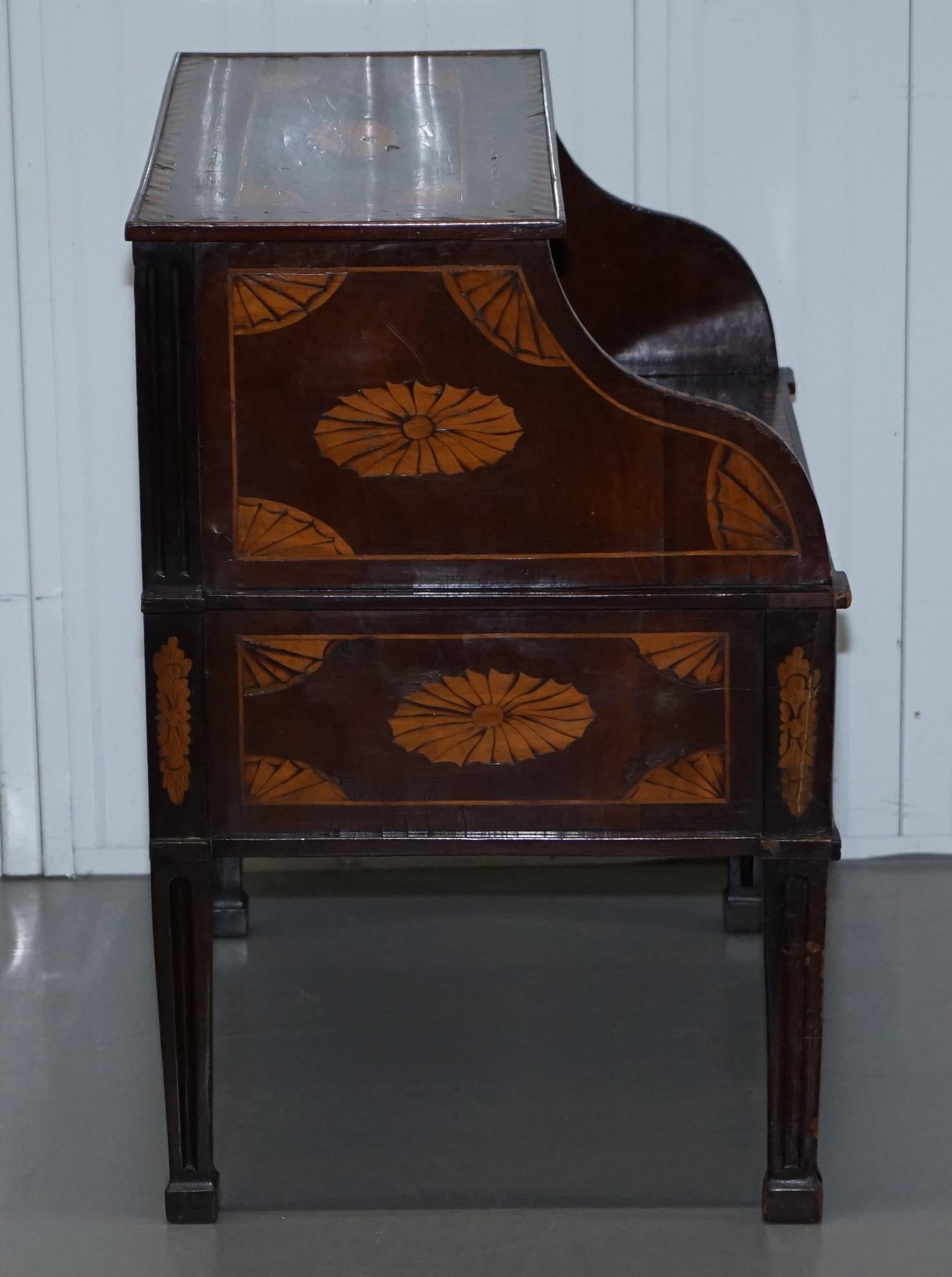 Rare 18th Century Dutch Marquetry Inlaid Side Table with Tambour Fronted Door 6