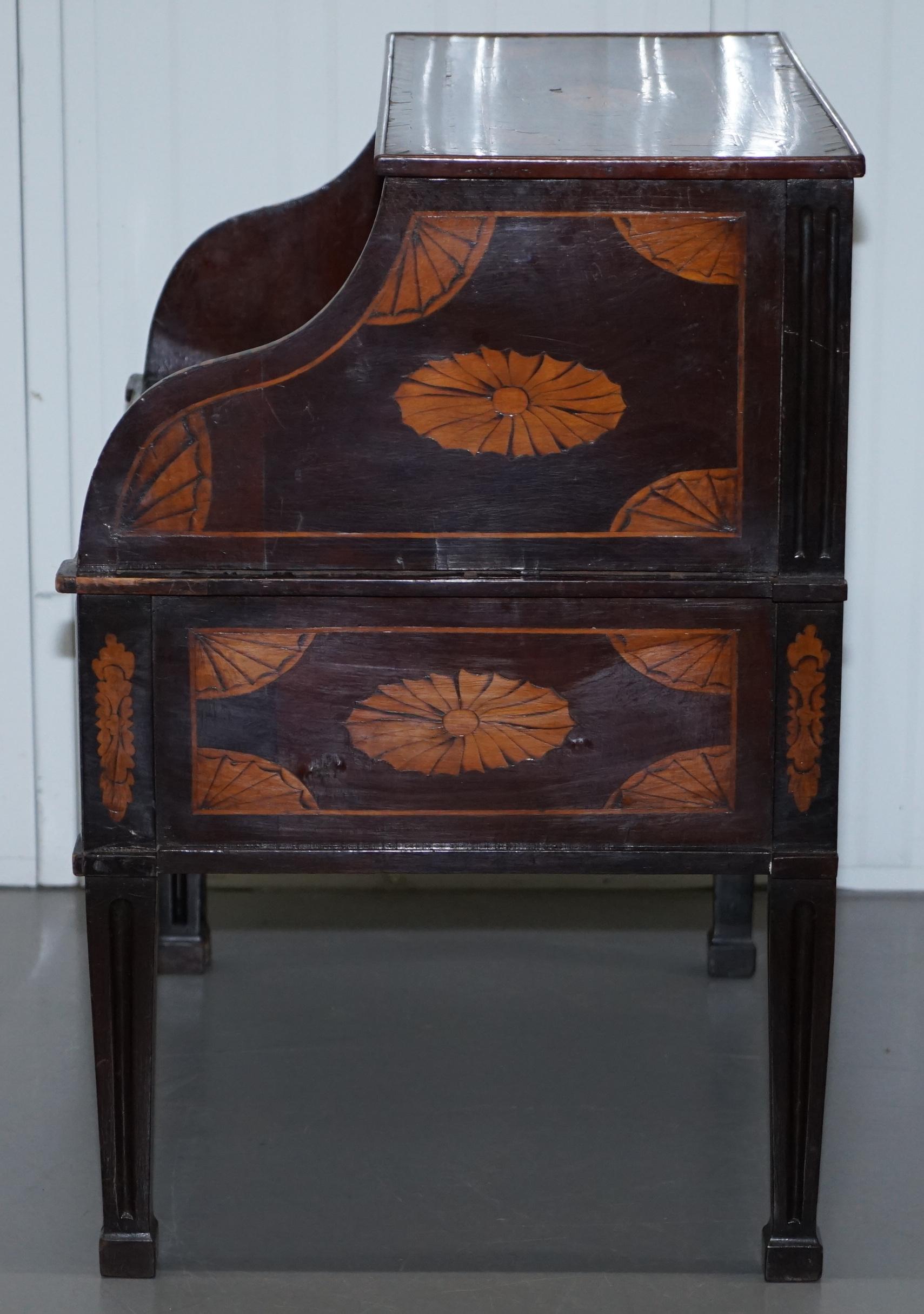 Rare 18th Century Dutch Marquetry Inlaid Side Table with Tambour Fronted Door 9