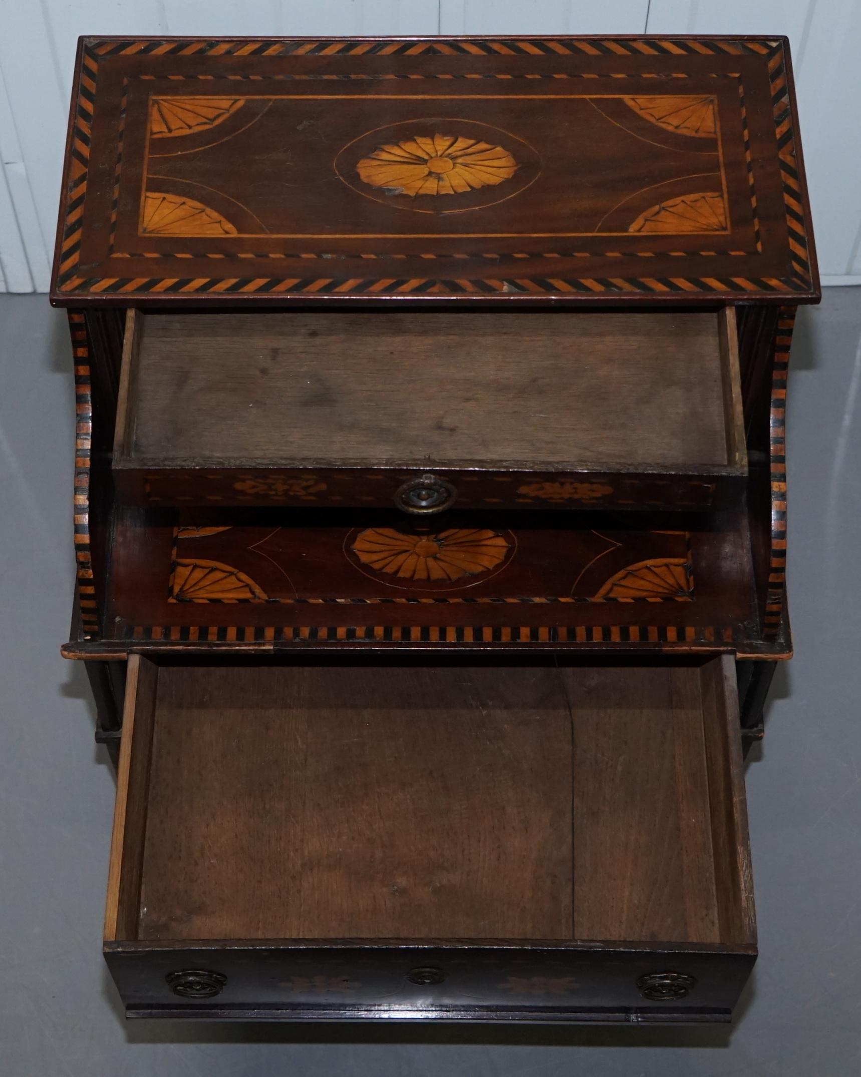 Rare 18th Century Dutch Marquetry Inlaid Side Table with Tambour Fronted Door 11