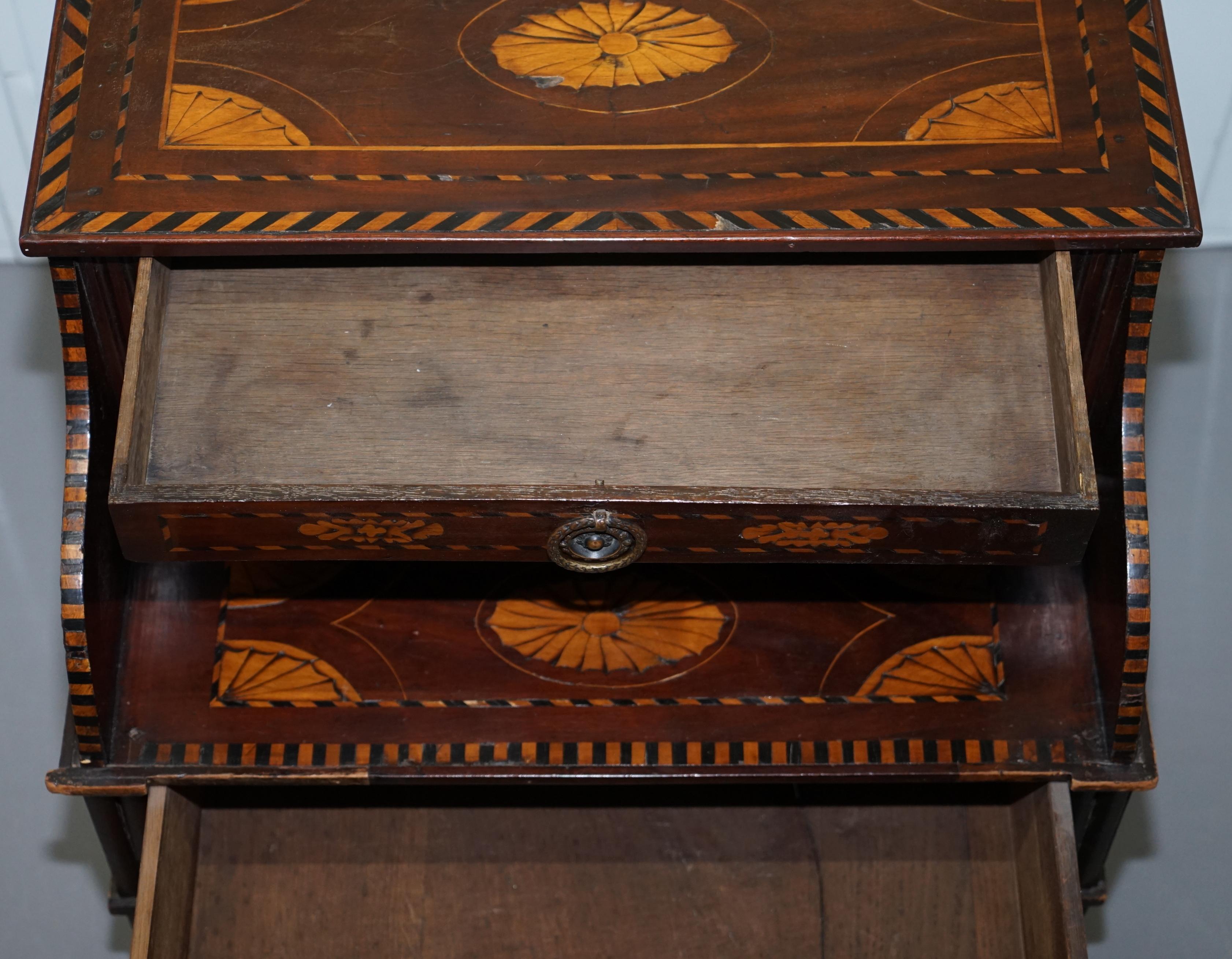 Rare 18th Century Dutch Marquetry Inlaid Side Table with Tambour Fronted Door 12