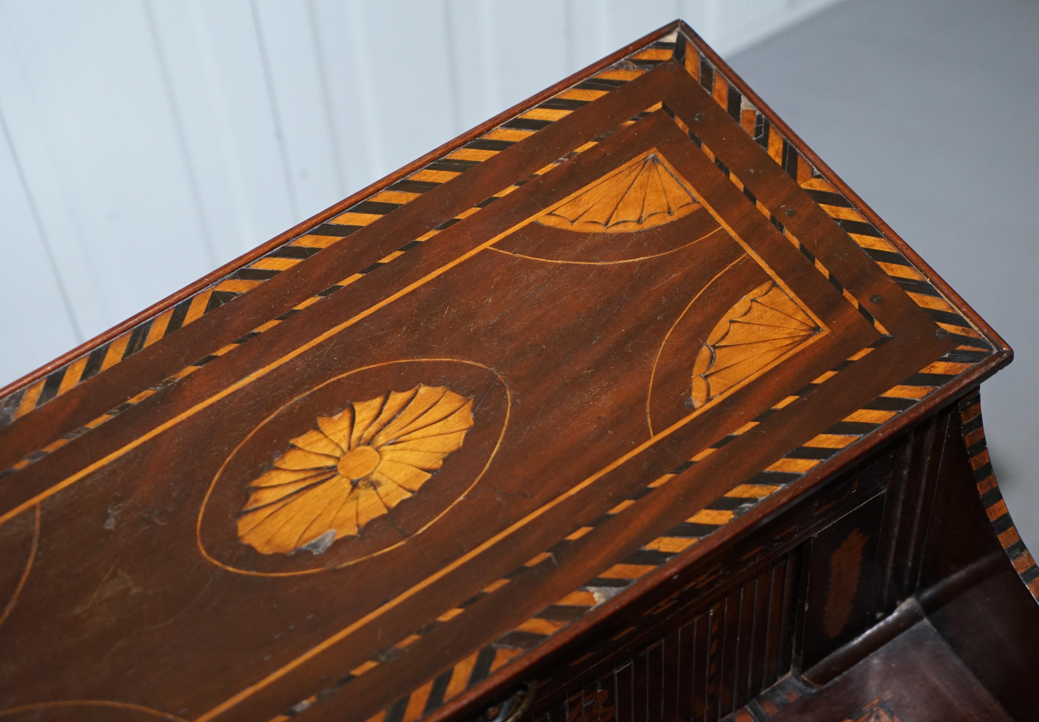 Rare 18th Century Dutch Marquetry Inlaid Side Table with Tambour Fronted Door 1