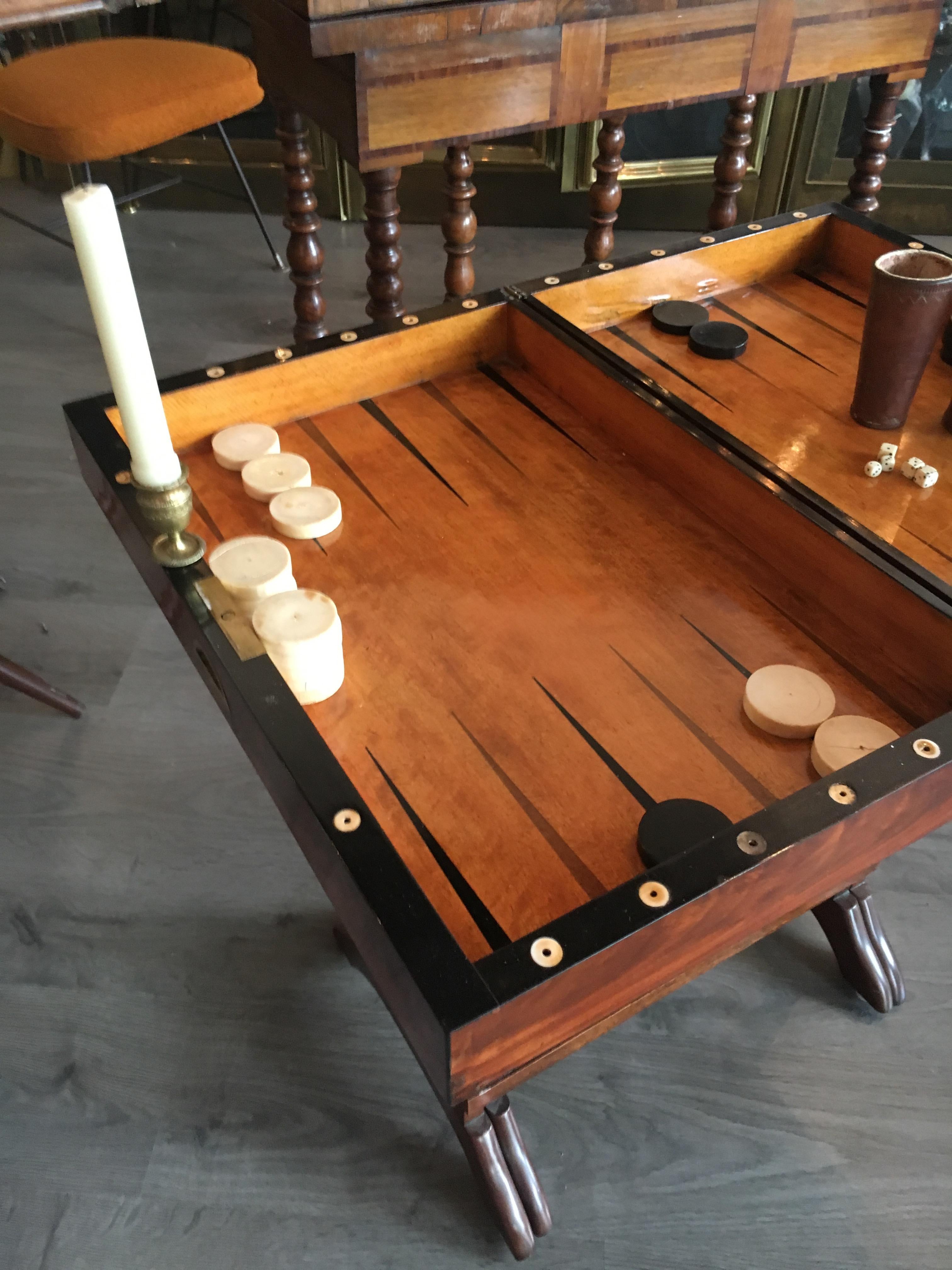 George III Rare 18th Century English Backgammon Set with Most of the Original Pieces