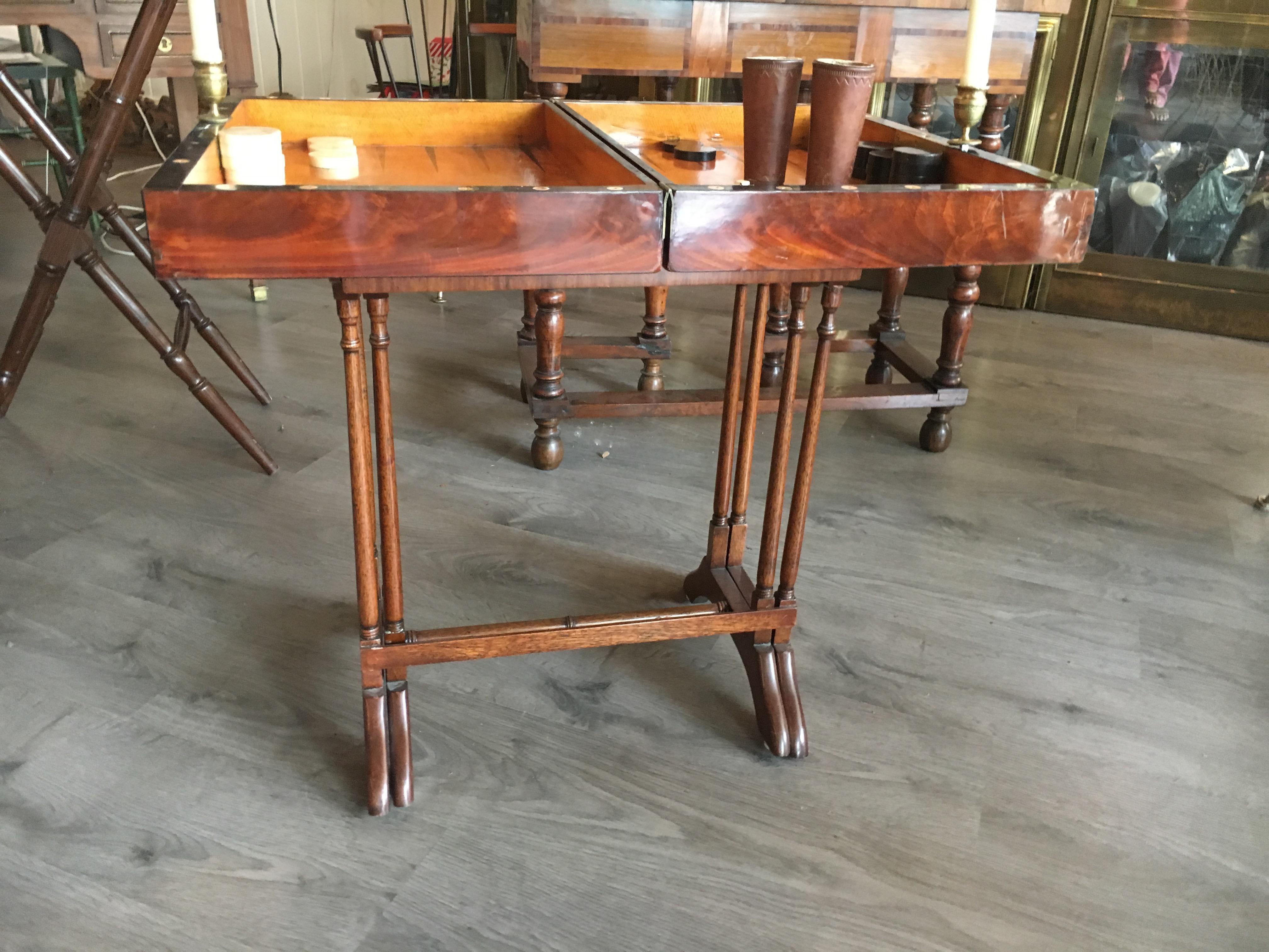 Mahogany Rare 18th Century English Backgammon Set with Most of the Original Pieces
