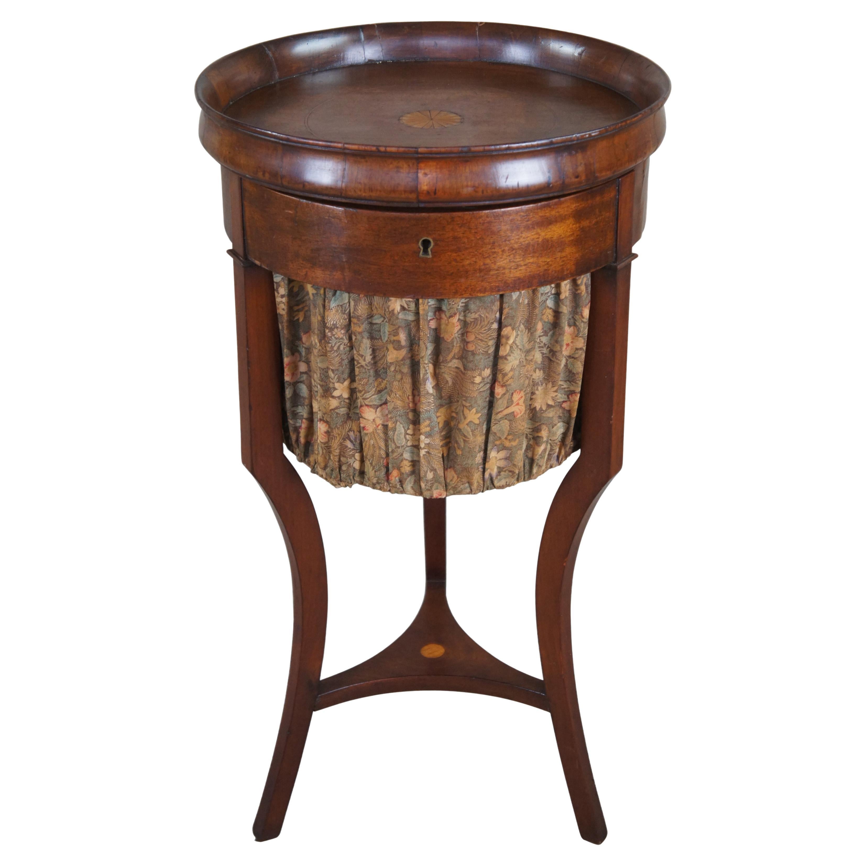 Rare 18th Century English Hepplewhite Round Mahogany Sewing Table Stand Table