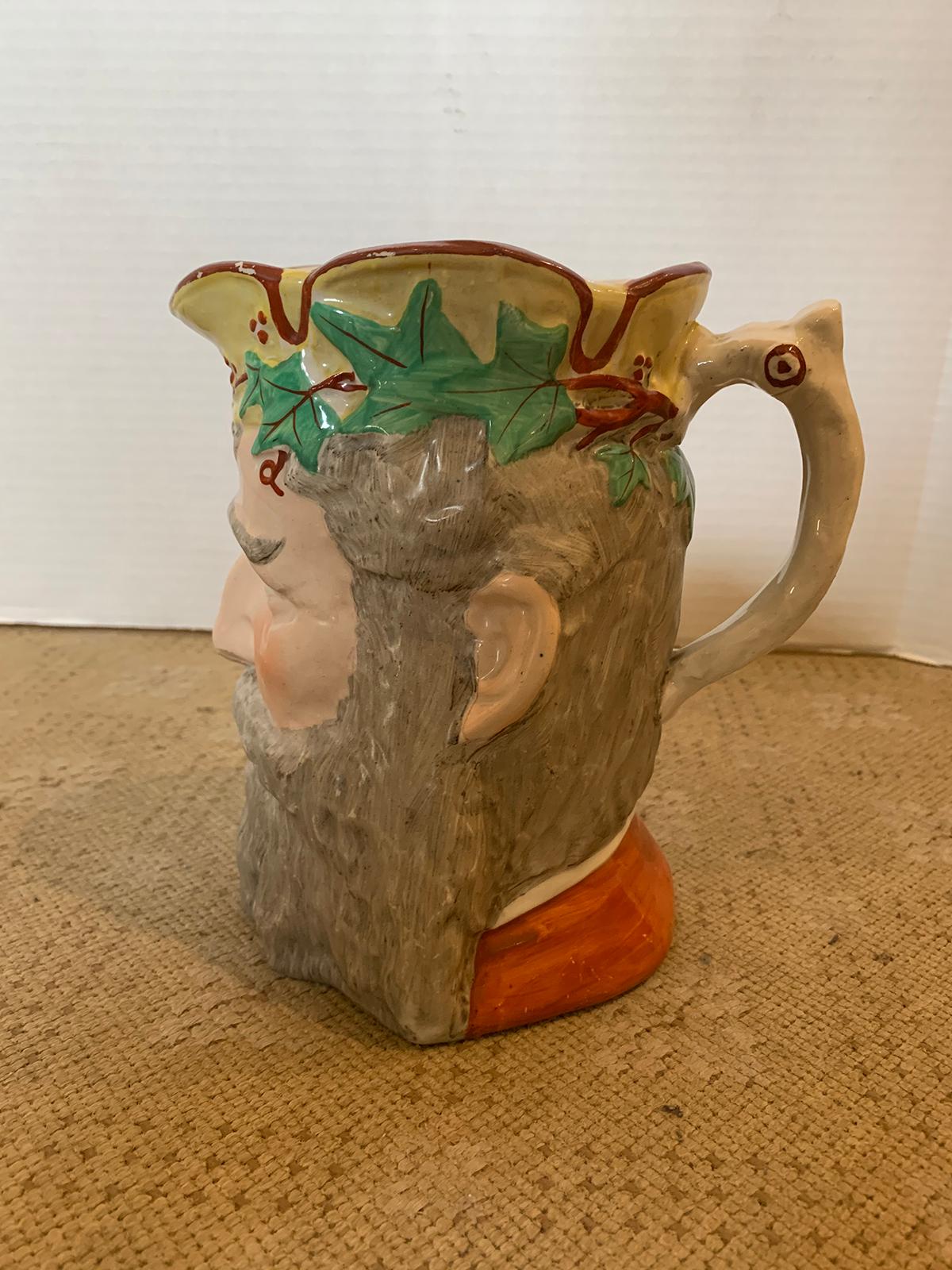 Ceramic Rare 18th Century English Staffordshire Hand Painted Toby Jug, Unmarked For Sale