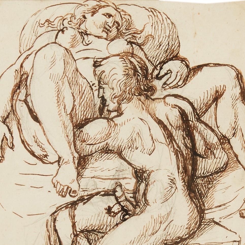 Europeo Raro disegno di scena erotica del XVIII secolo, attribuito a Tobias Sergel in vendita