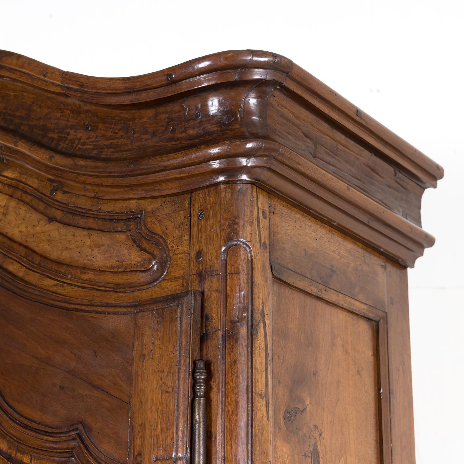 Rare 18th Century French Louis XV Period Walnut Armoire Pantalonnier Deux Corps For Sale 11