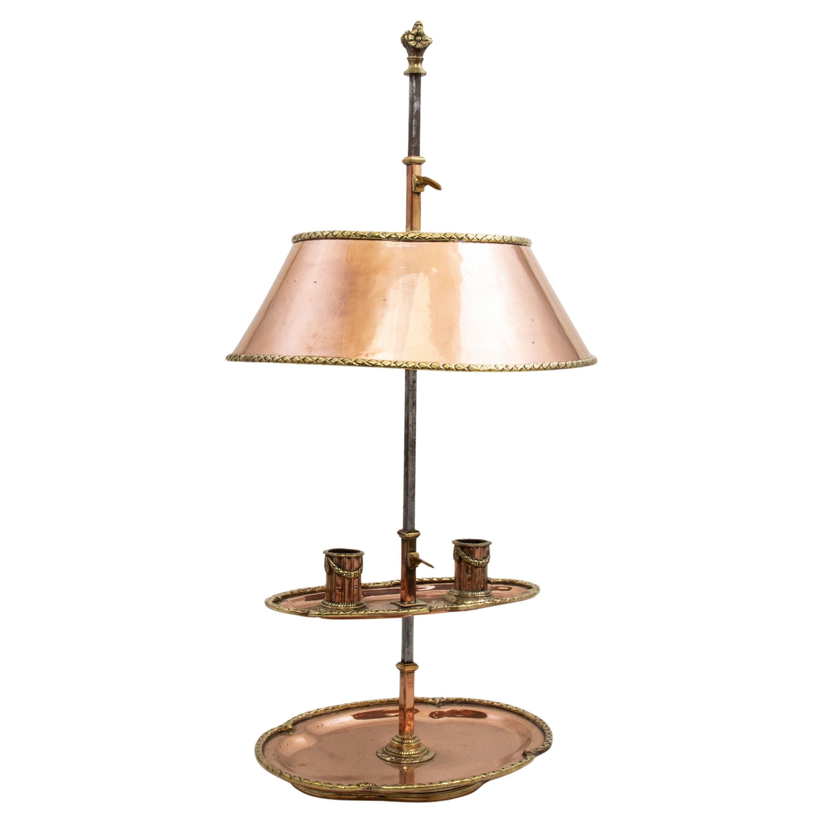 Rare 18th Century French Louis XVI Period Copper and Bronze Lampe Bouillotte For Sale