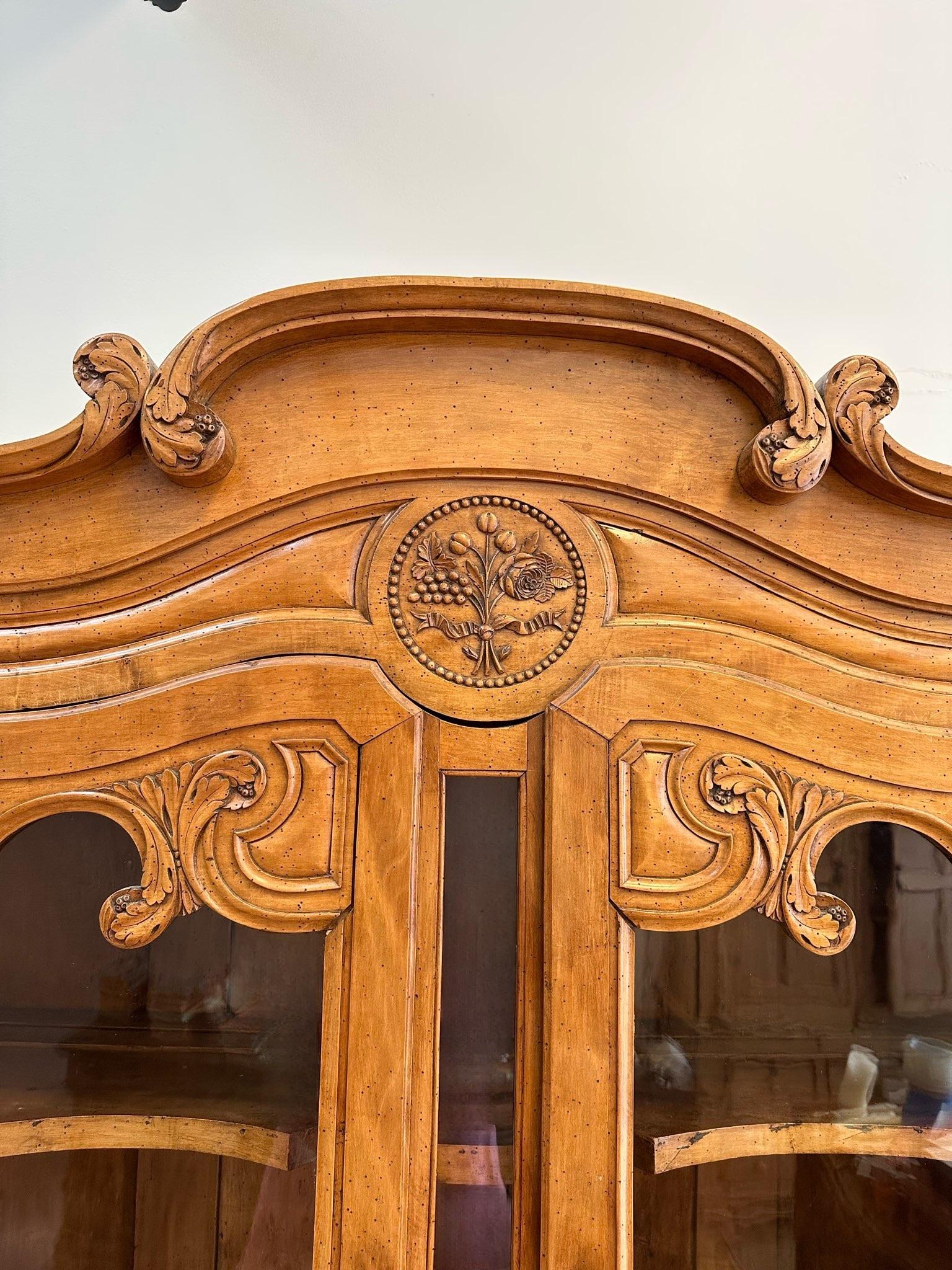 Hand-Carved Rare 18th Century French Provincial “Buffet Deux Corps” For Sale