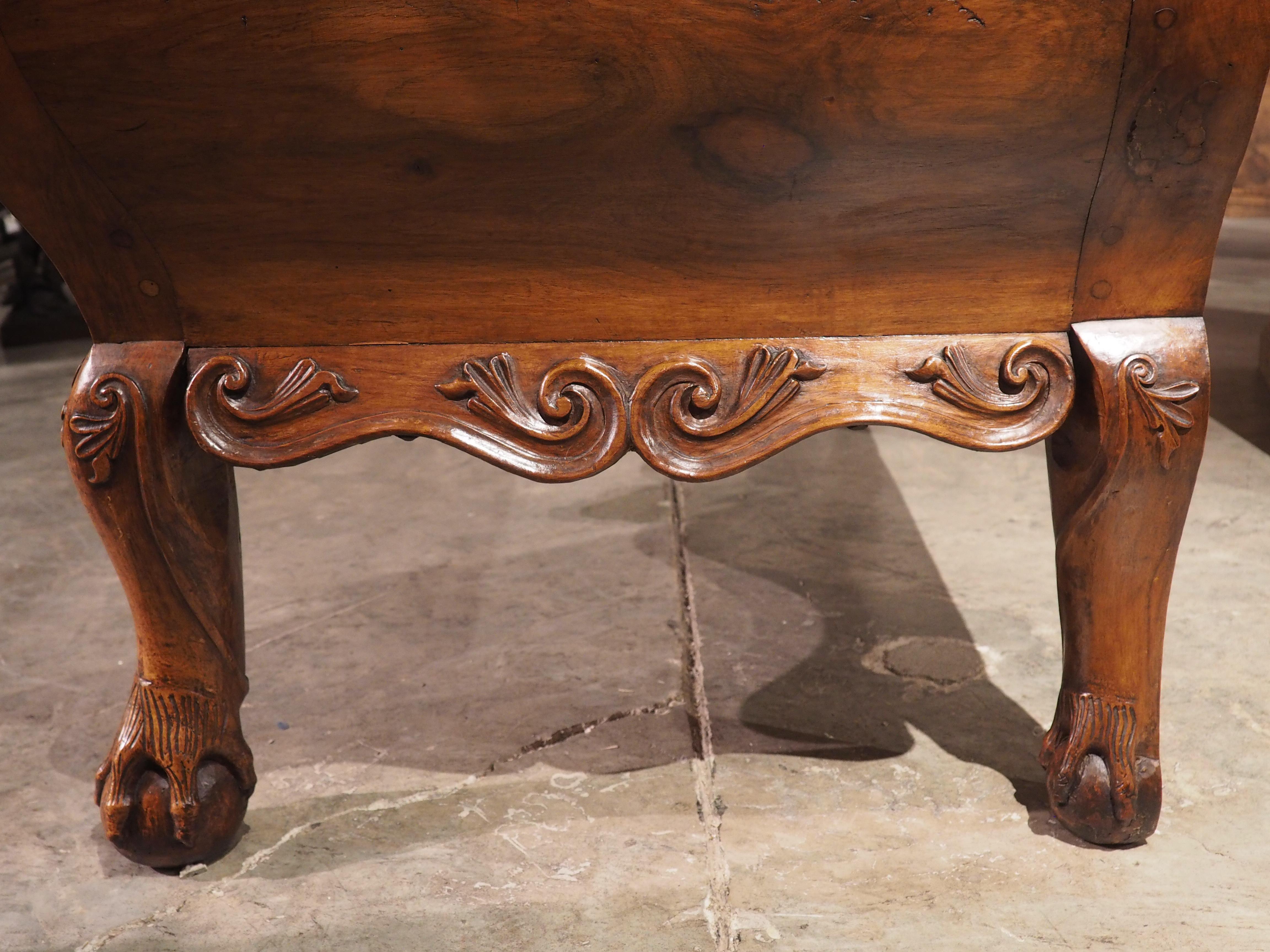 Rare 18th Century French Walnut Commode “Angouleme” with Stamped Bronze Hardware For Sale 3