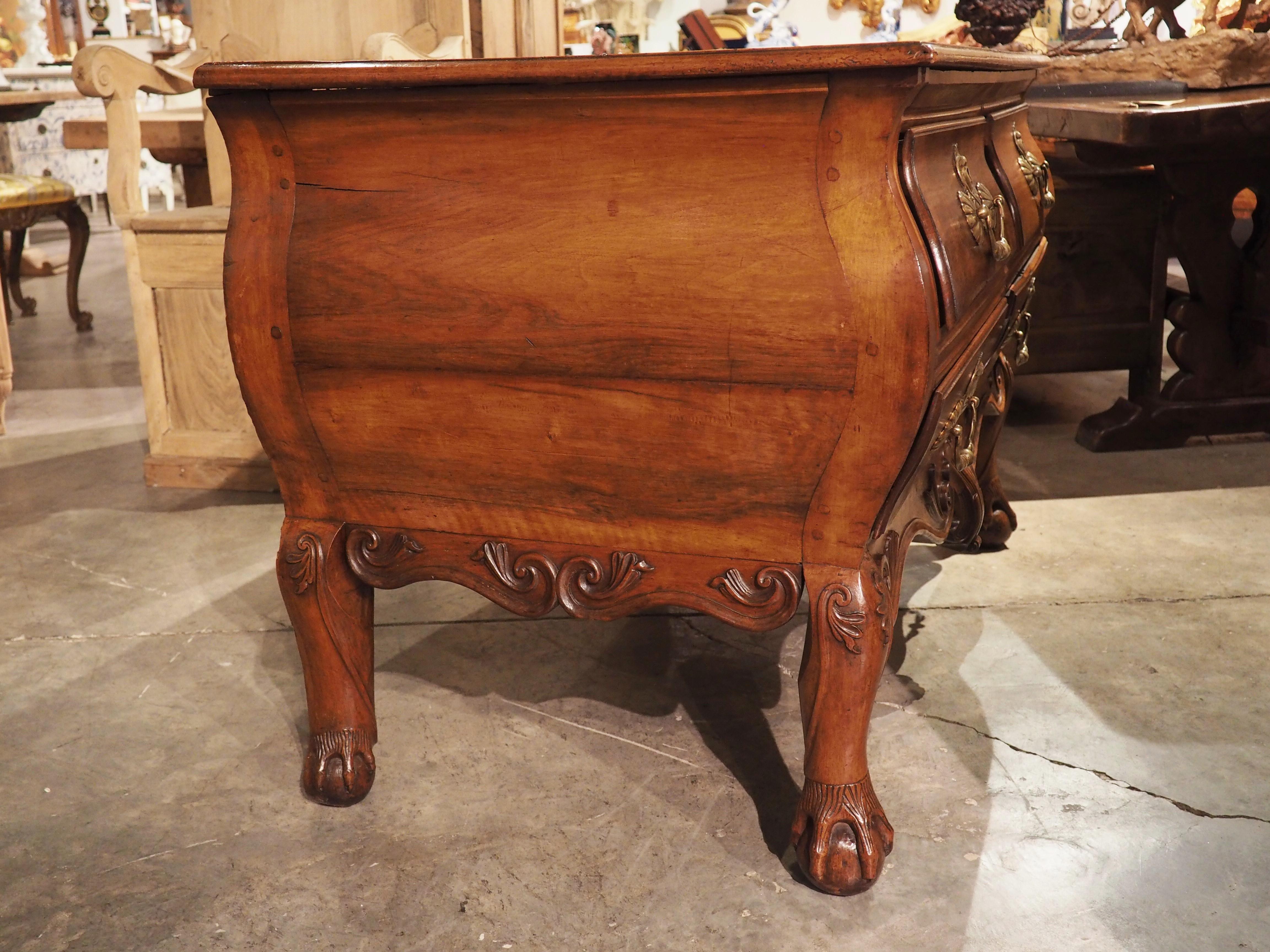 Rare 18th Century French Walnut Commode “Angouleme” with Stamped Bronze Hardware For Sale 7
