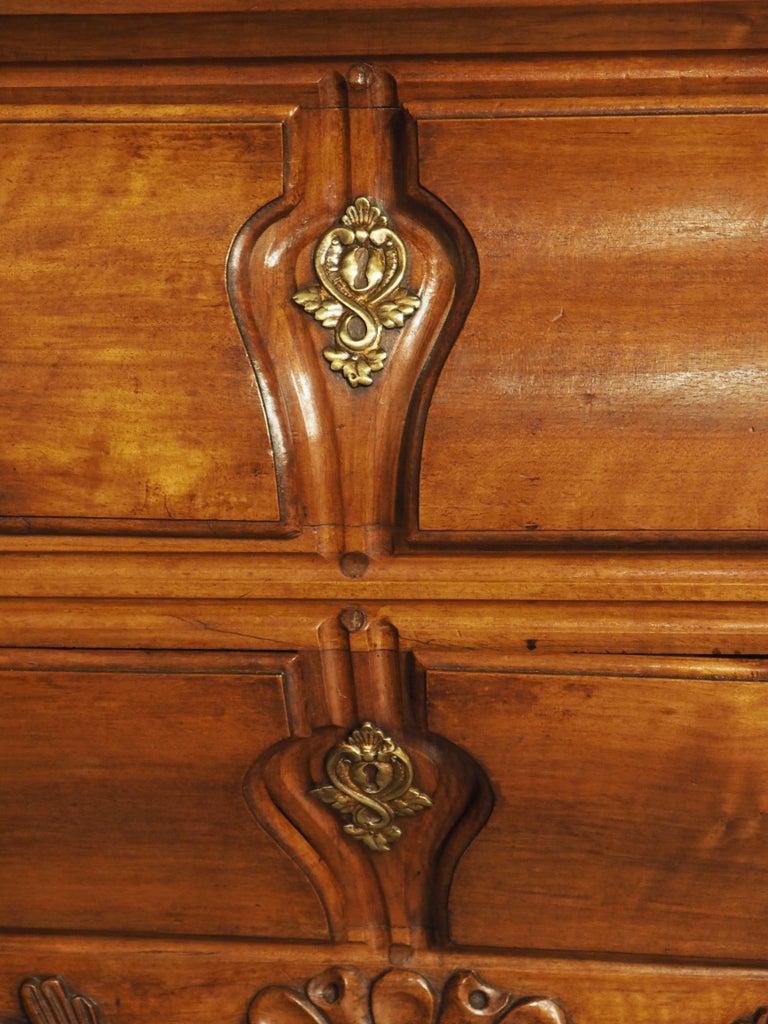Rare 18th Century French Walnut Commode “Angouleme” with Stamped Bronze ...