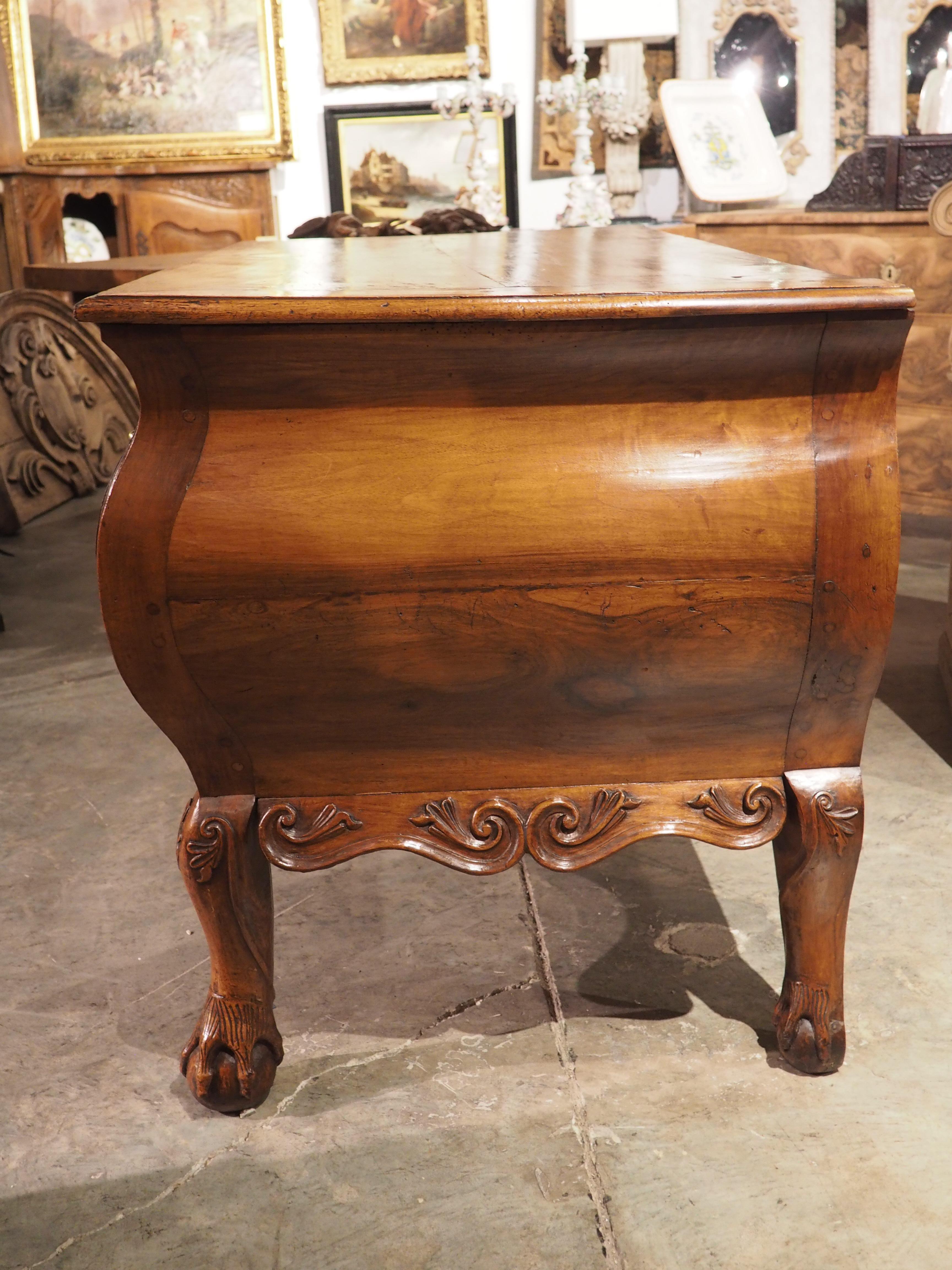 Rare 18th Century French Walnut Commode “Angouleme” with Stamped Bronze Hardware For Sale 2