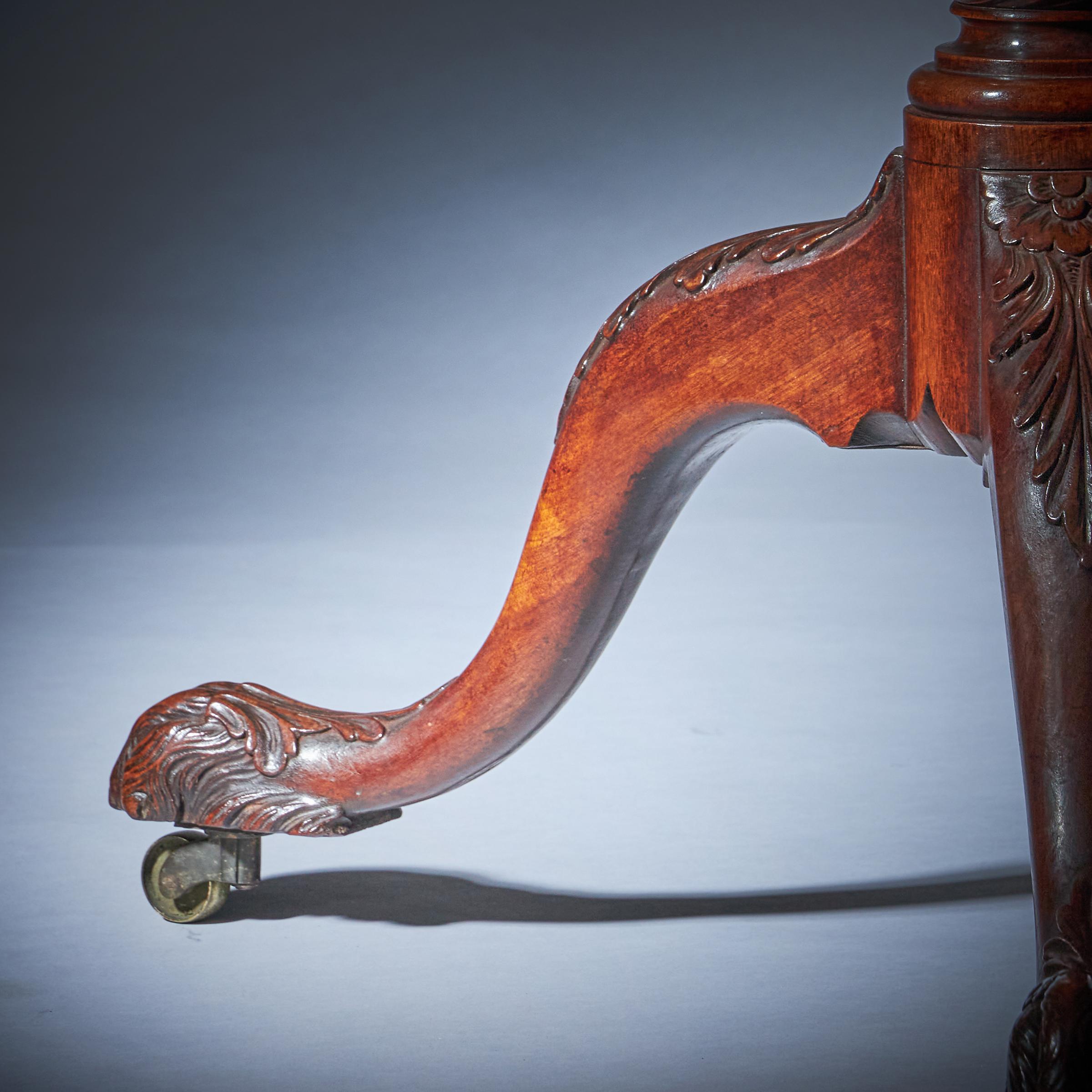 Rare 18th Century George III Mahogany Irish Wolf Foot Tripod Table, Circa 1760 For Sale 4