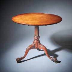 Rare 18th Century George III Mahogany Irish Wolf Foot Tripod Table, Circa 1760