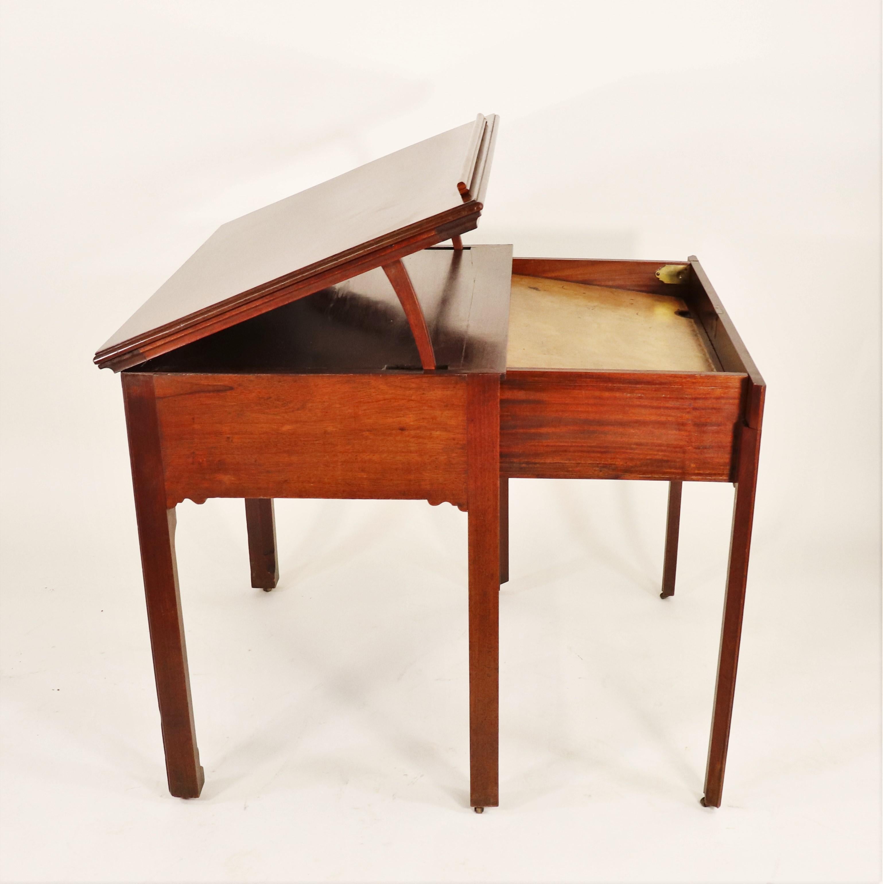 English Rare 18th Century Georgian Period Mahogany Architect Desk For Sale