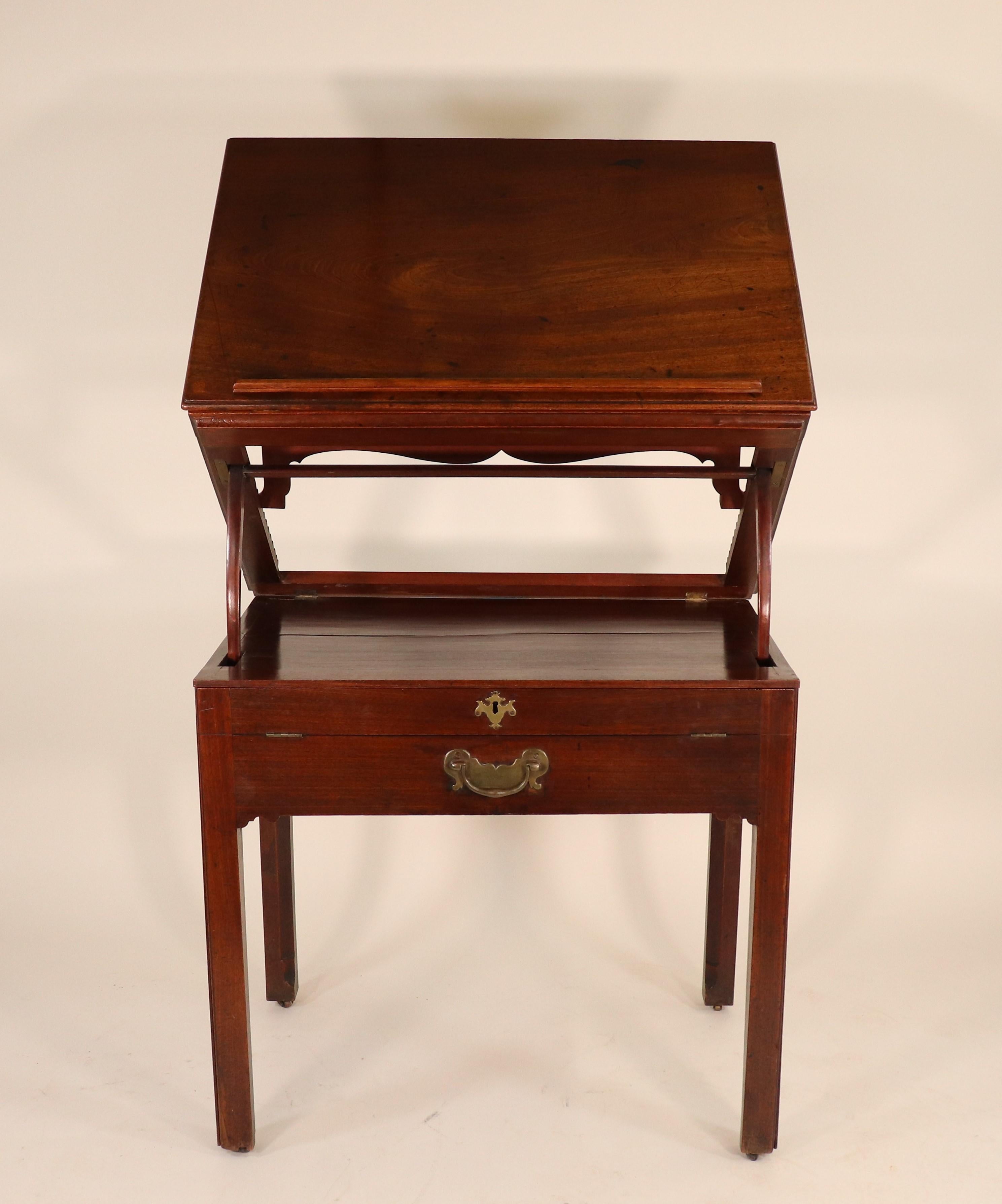 Brass Rare 18th Century Georgian Period Mahogany Architect Desk For Sale