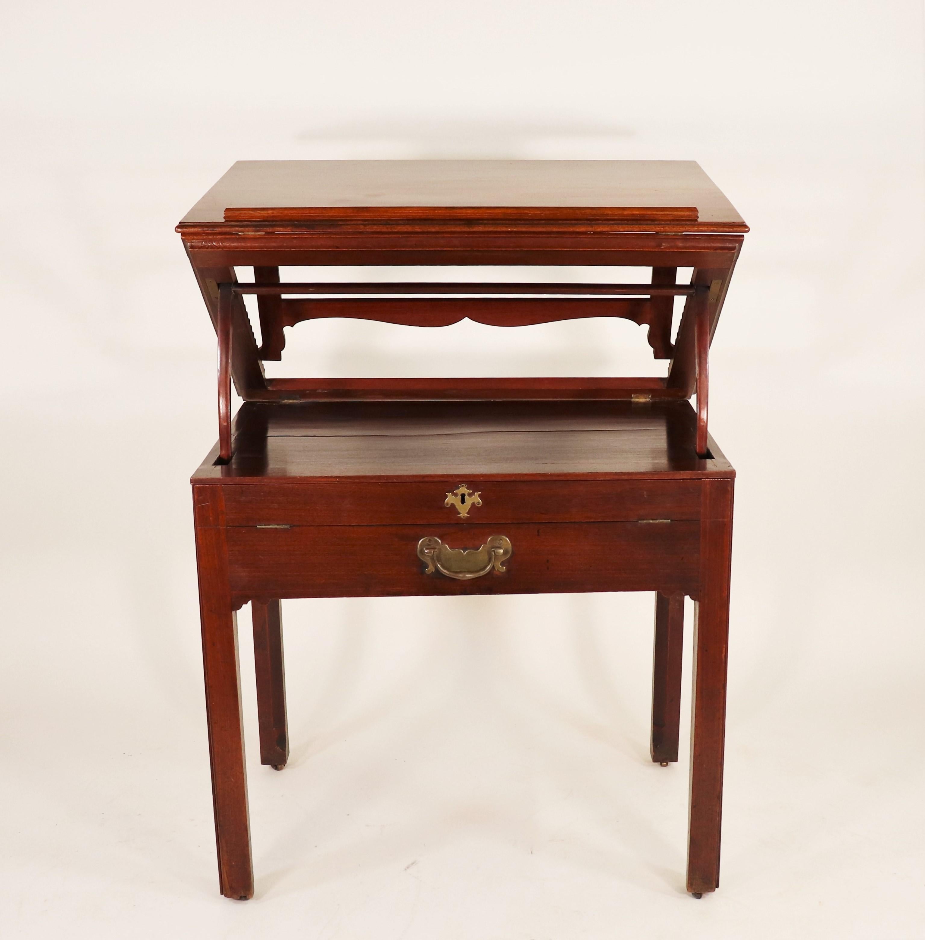 Rare 18th Century Georgian Period Mahogany Architect Desk For Sale 1