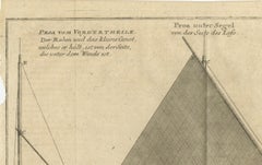 Seltene deutsche Gravur eines Proa-Segelkanus aus dem 18. Jahrhundert, um 1780