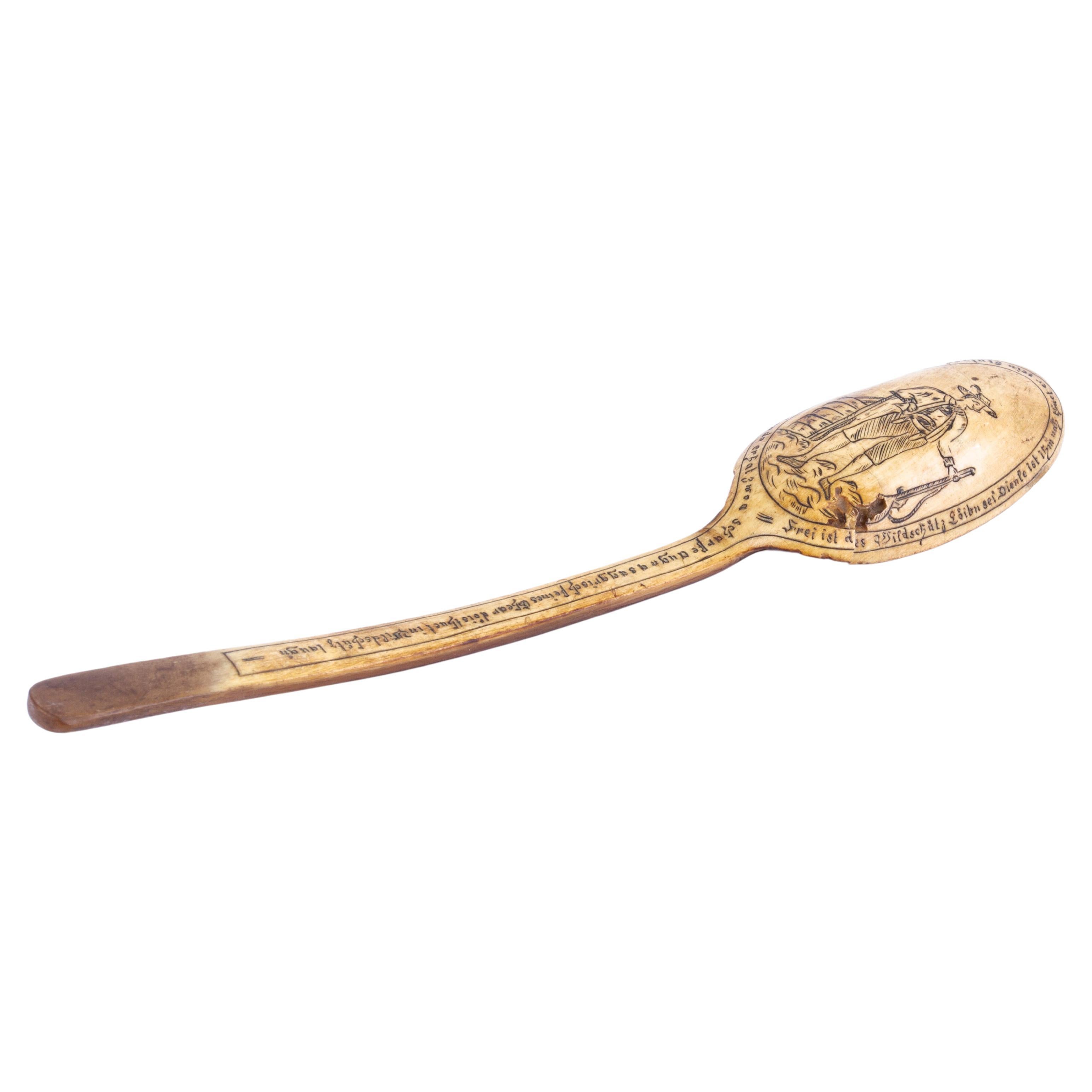 Rare 18th Century Germanic Scrimshaw Figural Spoon  For Sale