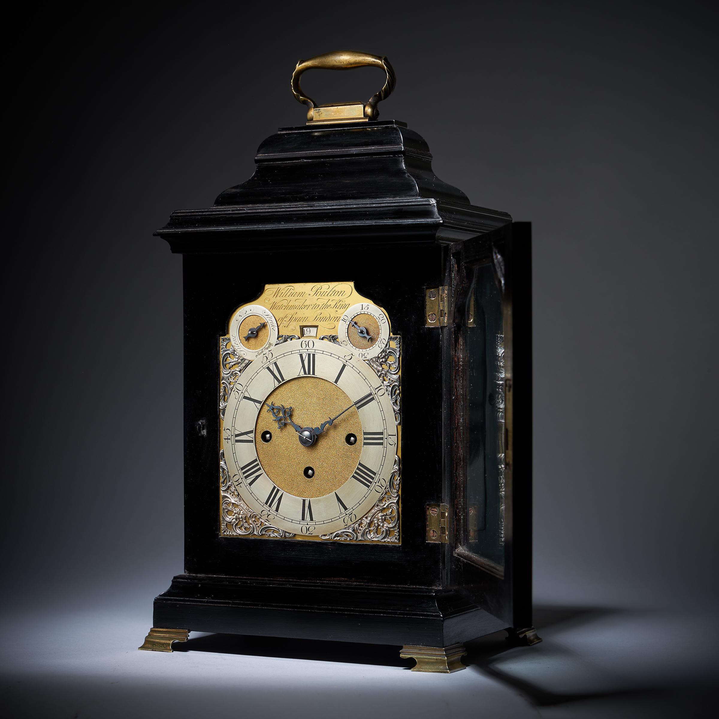 Rare 18th-Century Grande Sonnerie Striking table Clock by William Poulton For Sale 4