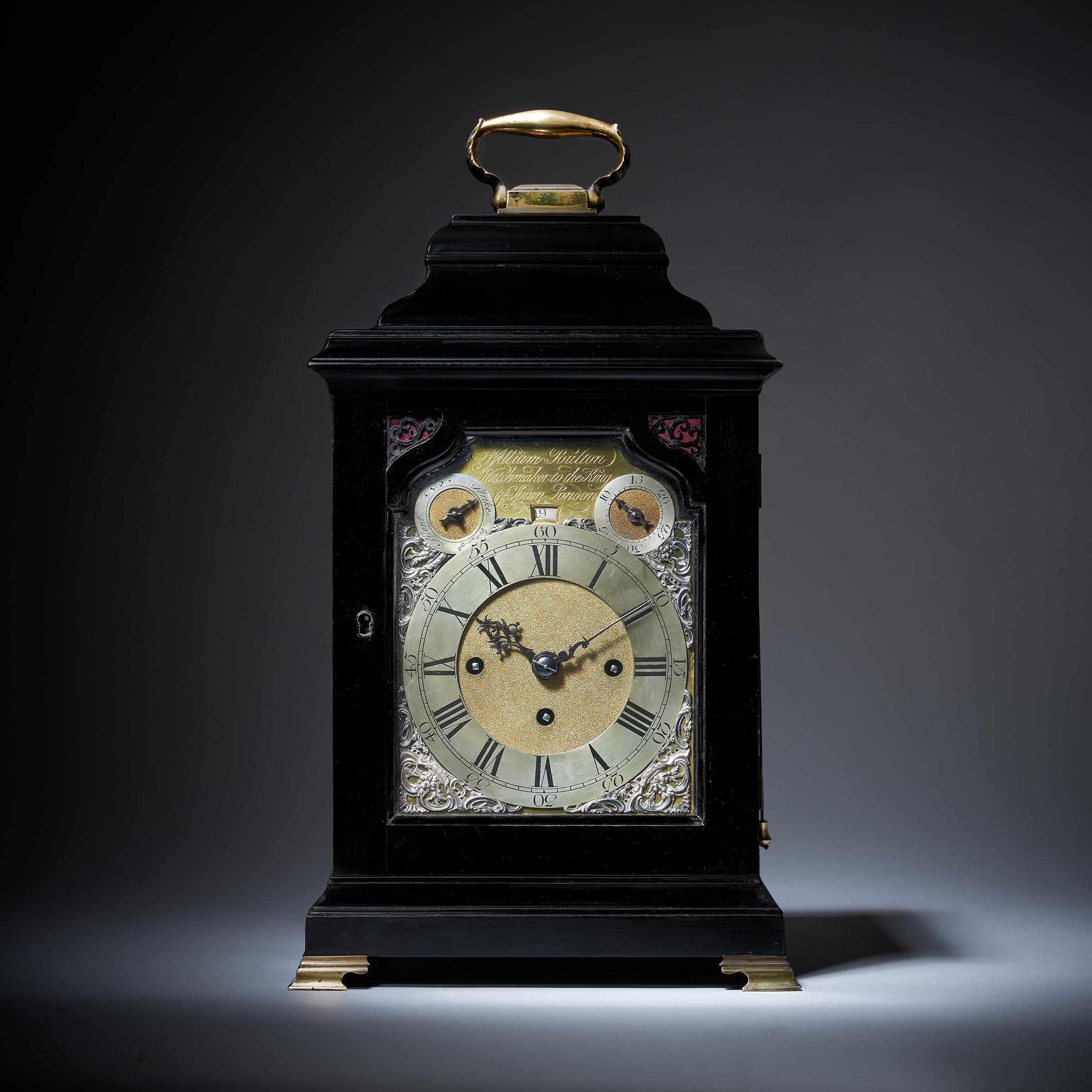 A Rare 18th-Century Georg II Grande Sonnerie Striking Spring Table Clock by William Poulton, London, C.1750

Watchmaker to the King of Spain. 

A small and extremely attractive English eighteenth-century grande sonnerie striking spring clock