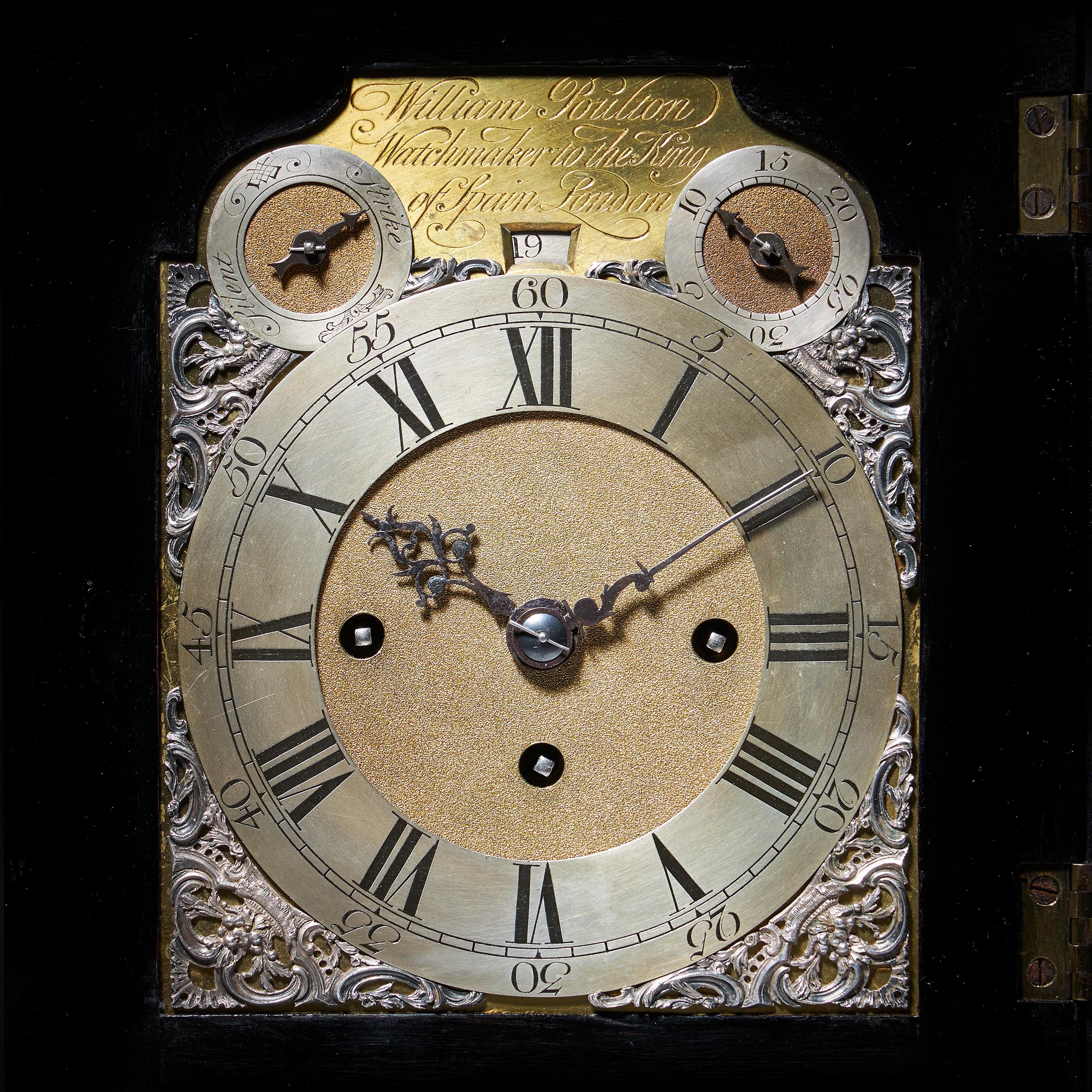 Rare 18th-Century Grande Sonnerie Striking table Clock by William Poulton For Sale 2