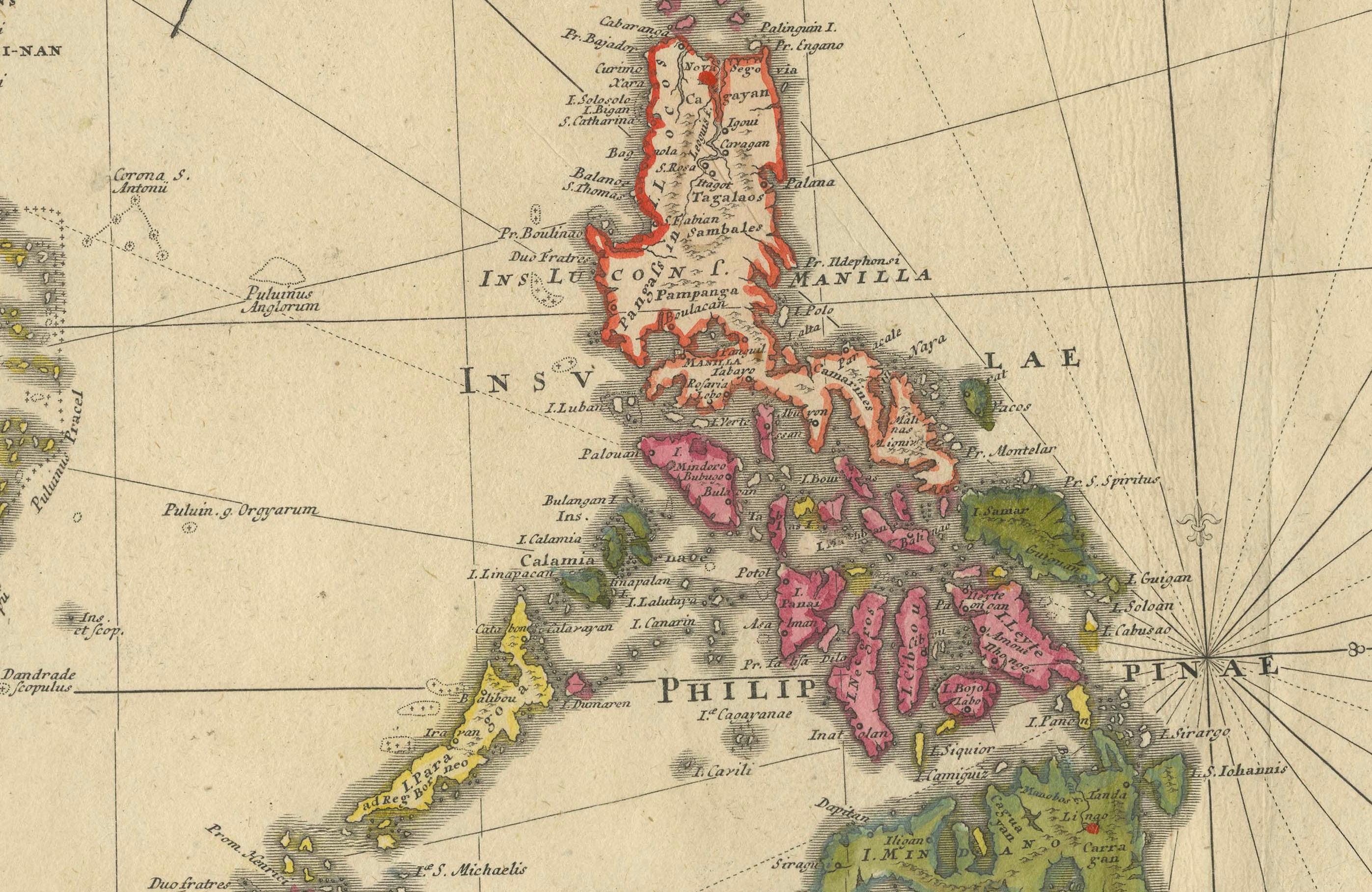 Rare 18th-Century Hand-Colored Map of Southeast Asia and the East Indies, 1748 In Good Condition For Sale In Langweer, NL