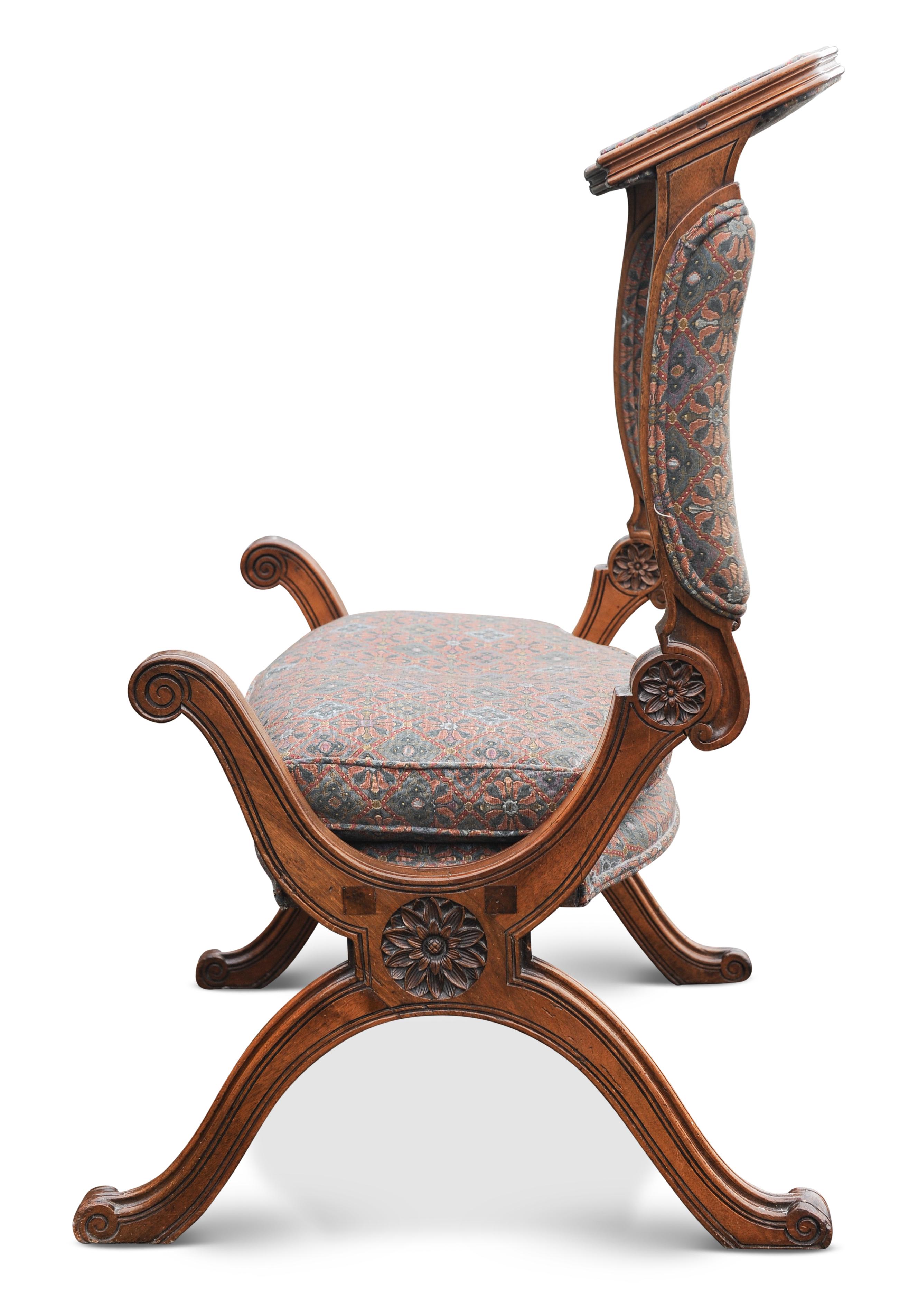 Fait main Rare chaise de prière Savonarola métamorphique du 18ème siècle, fabriquée à la main en vente