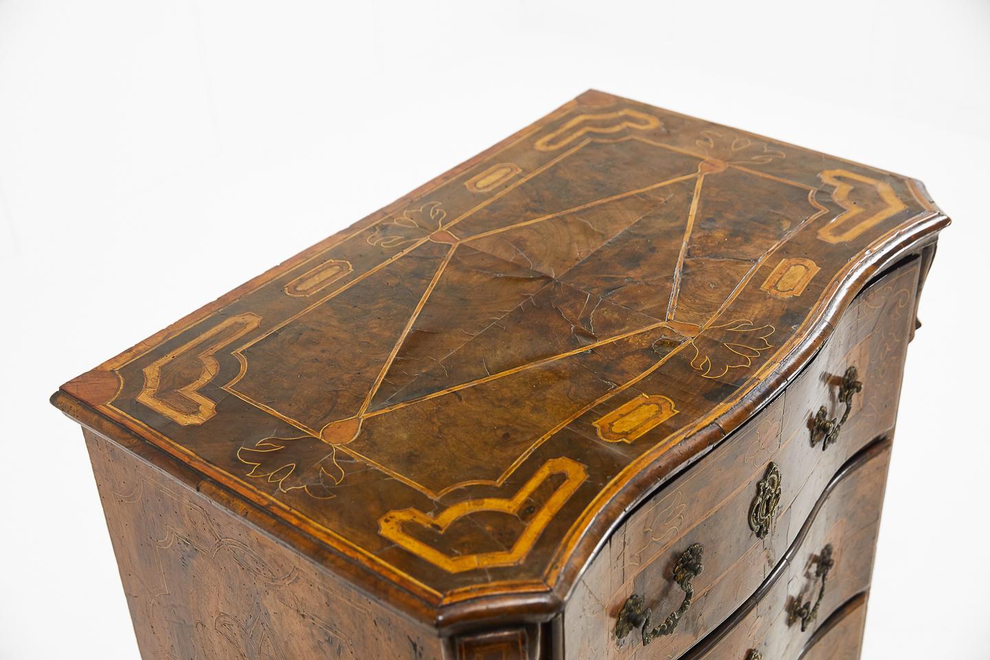 18th Century and Earlier Rare 18th Century Inlaid Spanish Chest of Drawers