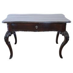 Rare 18th Century Italian Louis XV Solid Oak Wood Writing Desk