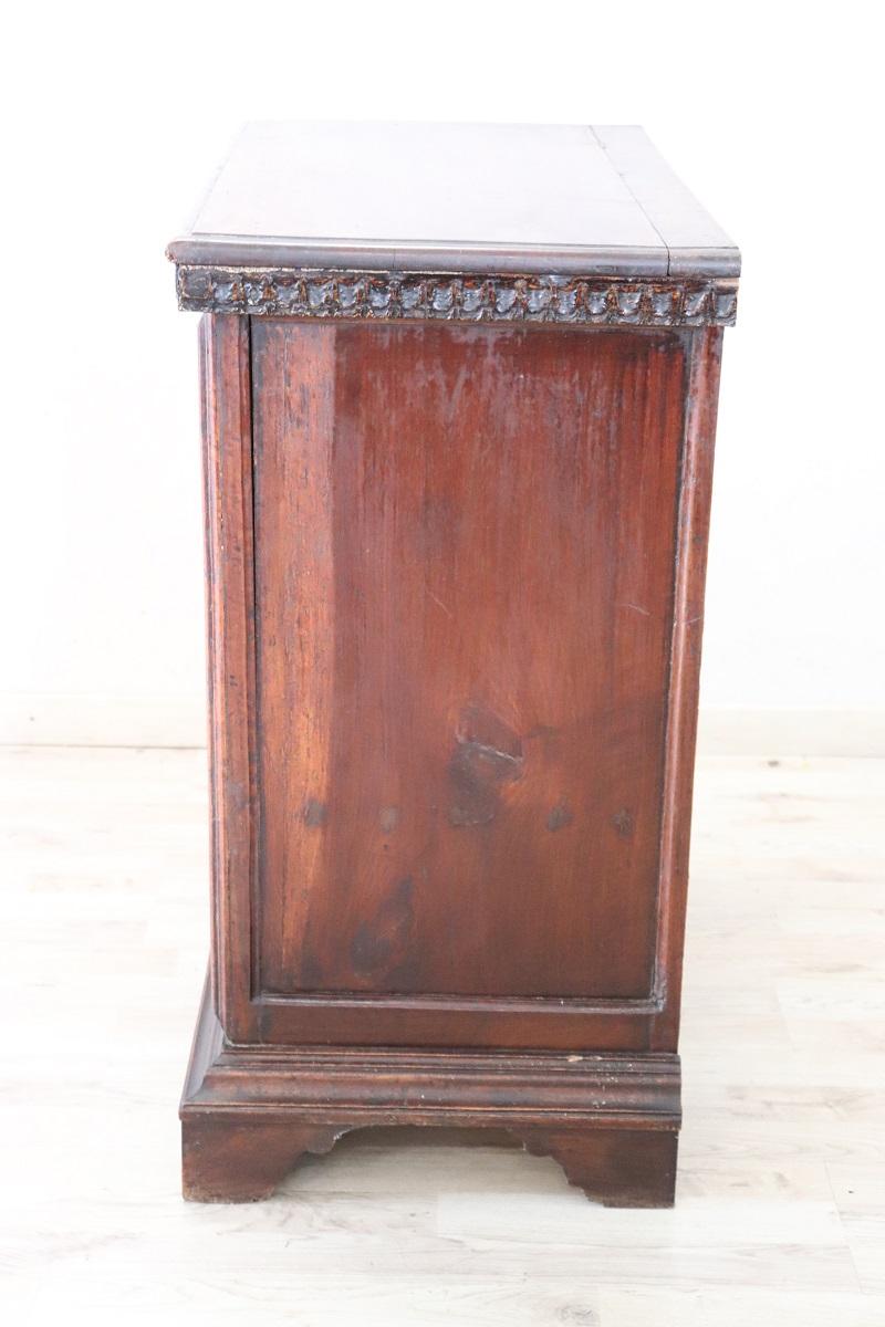 Rare 18th Century Italian Tuscany Solid Walnut Antique Nightstand For Sale 9