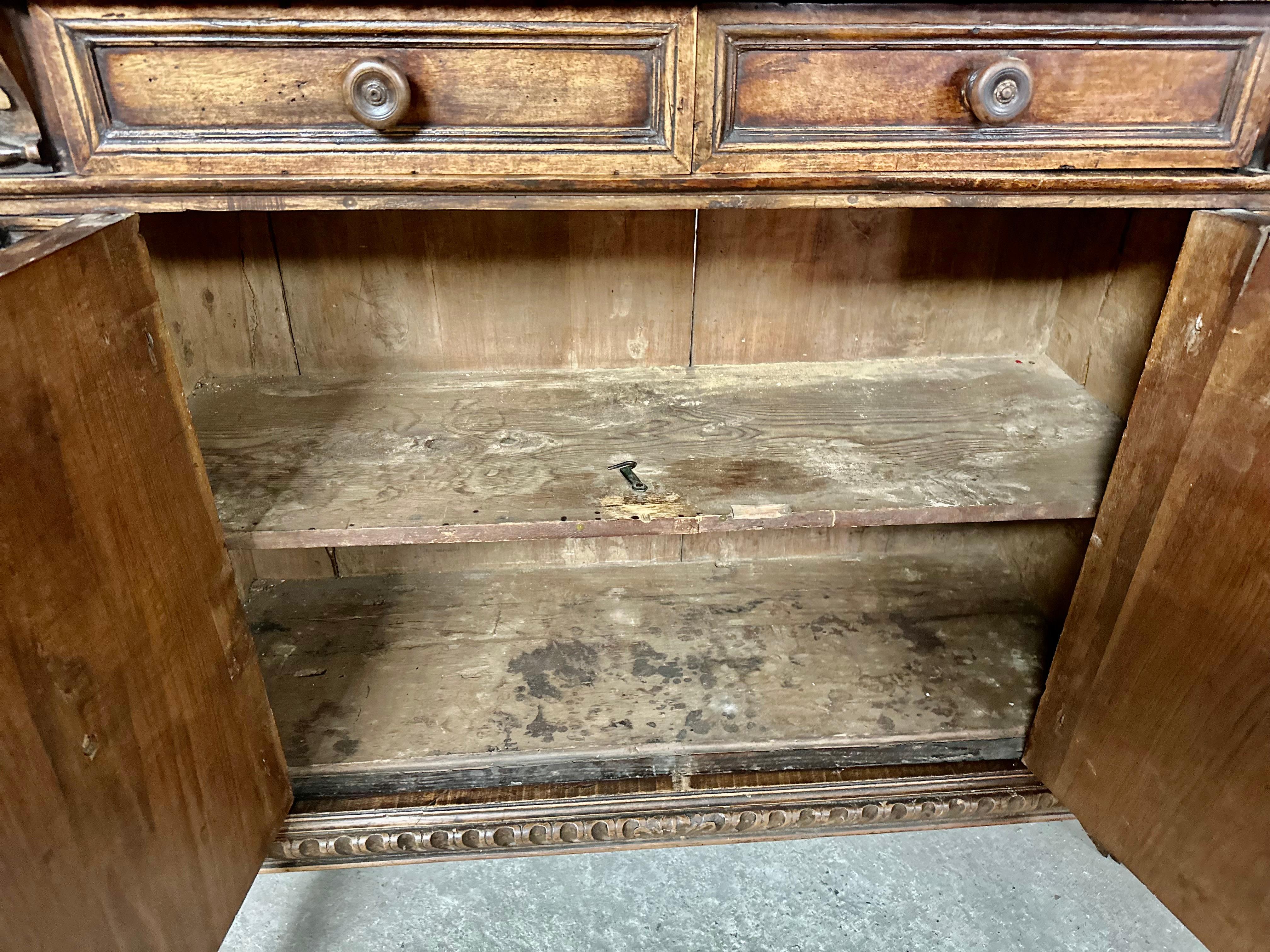 Rare 18th Century Italian Walnut Hall Console Cabinet or Sideboard 2