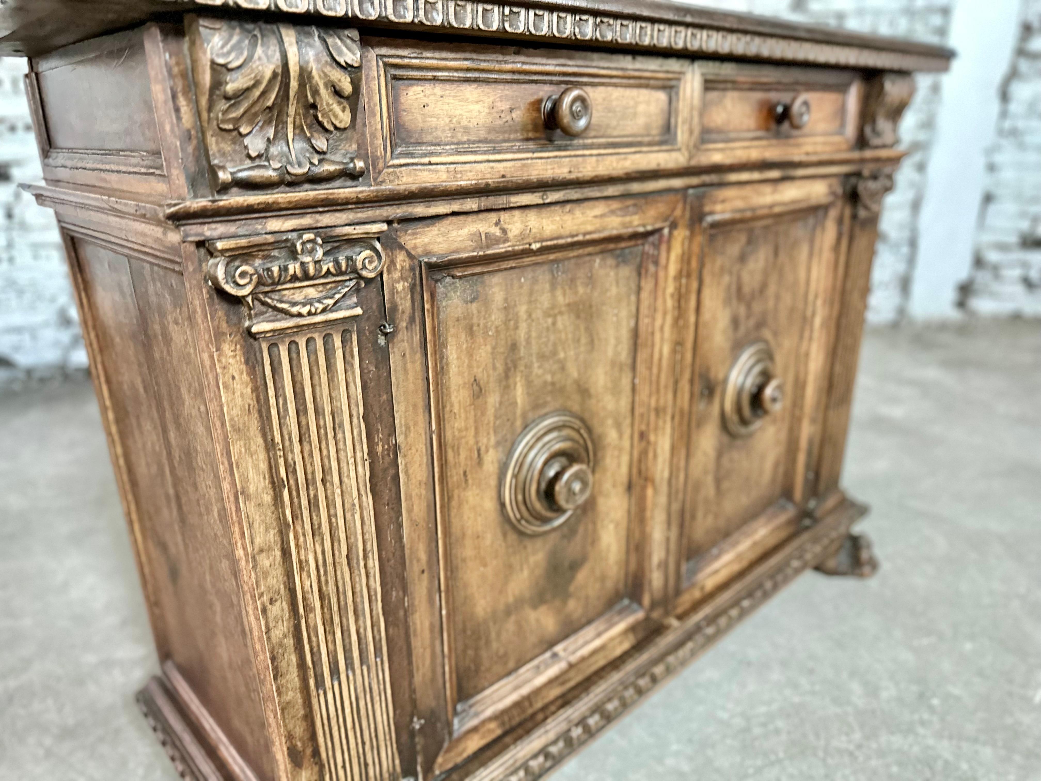 Rare 18th Century Italian Walnut Hall Console Cabinet or Sideboard 5