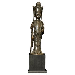 Rare 18th Century Korean Bronze Quanyin Sculpture, Unique Casting Technique