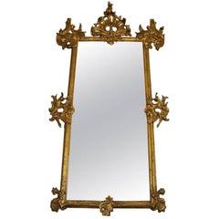 Rare 18th Century Lavishly Carved Pier Ballroom Mirror with Gilt Rococo Detail