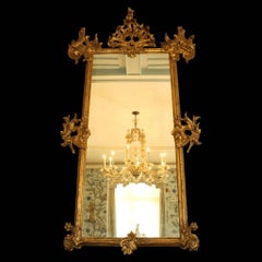 Rare 18th Century Lavishly Carved Pier Ballroom Mirror with Gilt Rococo Detail