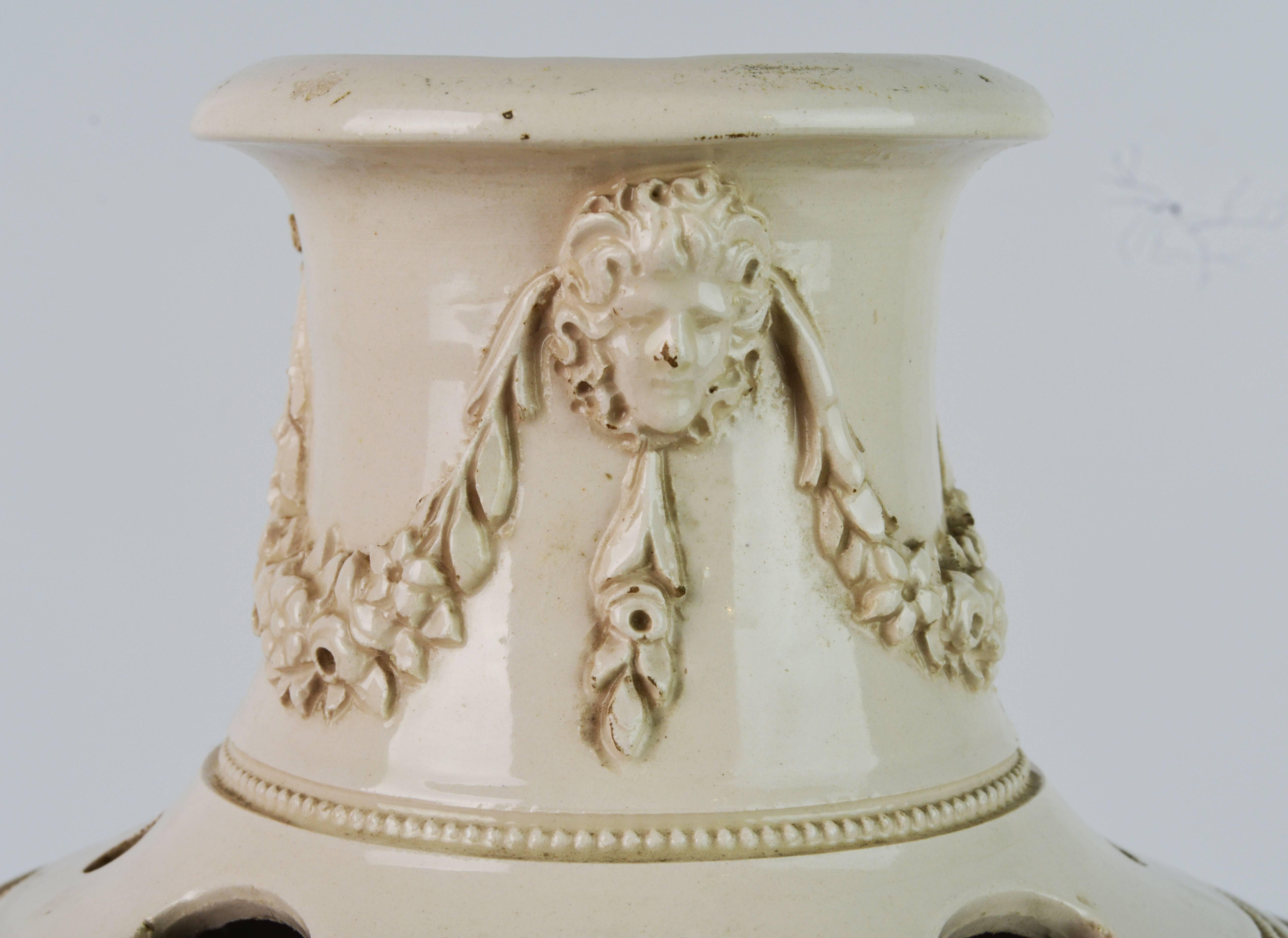Rare 18th Century Leeds Cream Ware Covered Potpourri Jar or Urn 3