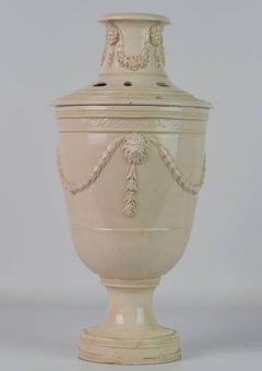 Rare 18th Century Leeds Cream Ware Covered Potpourri Jar or Urn