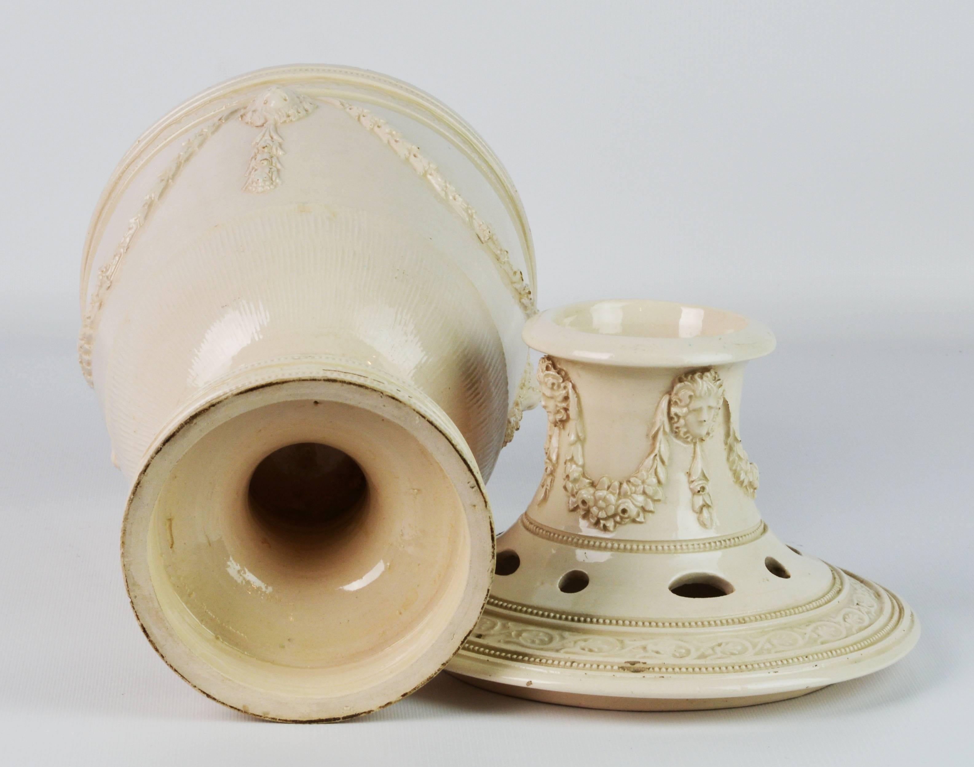 Rare 18th Century Leeds Cream Ware Covered Potpourri Jar or Urn 2